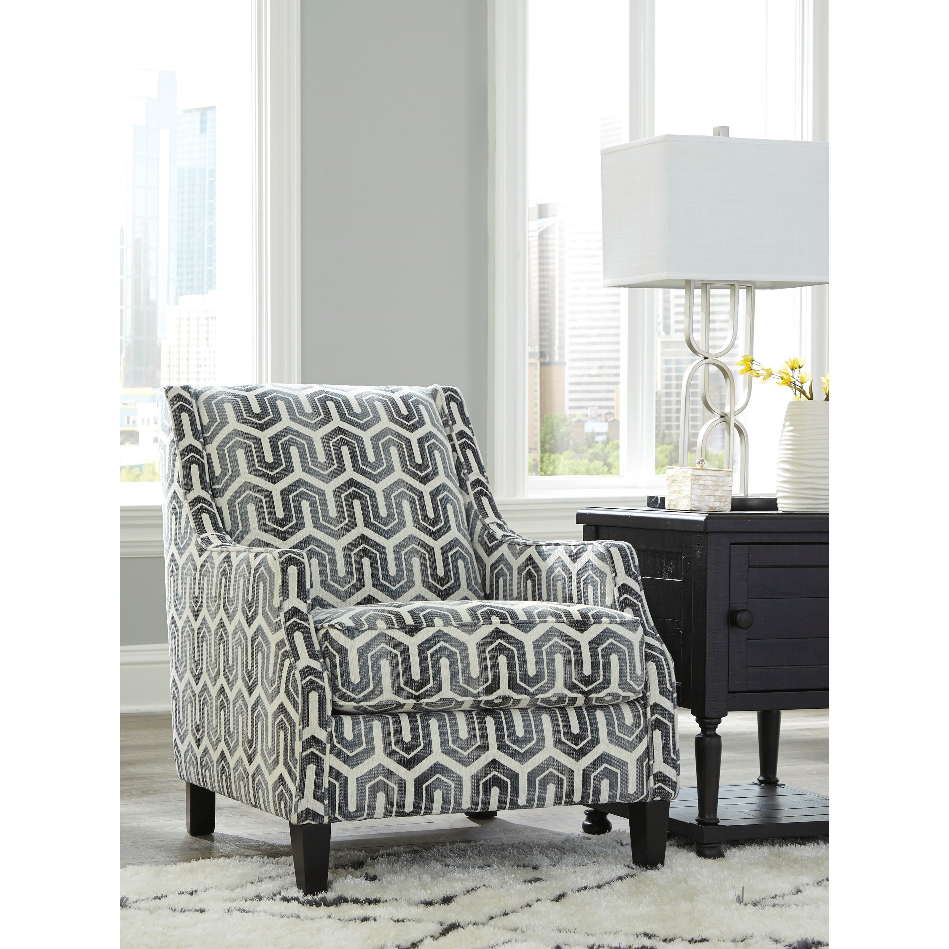 Ashley Furniture Signature Design Gilmer 6560321 Accent Chair in Geometric Gray Fabric Del Sol Furniture Upholstered Chairs