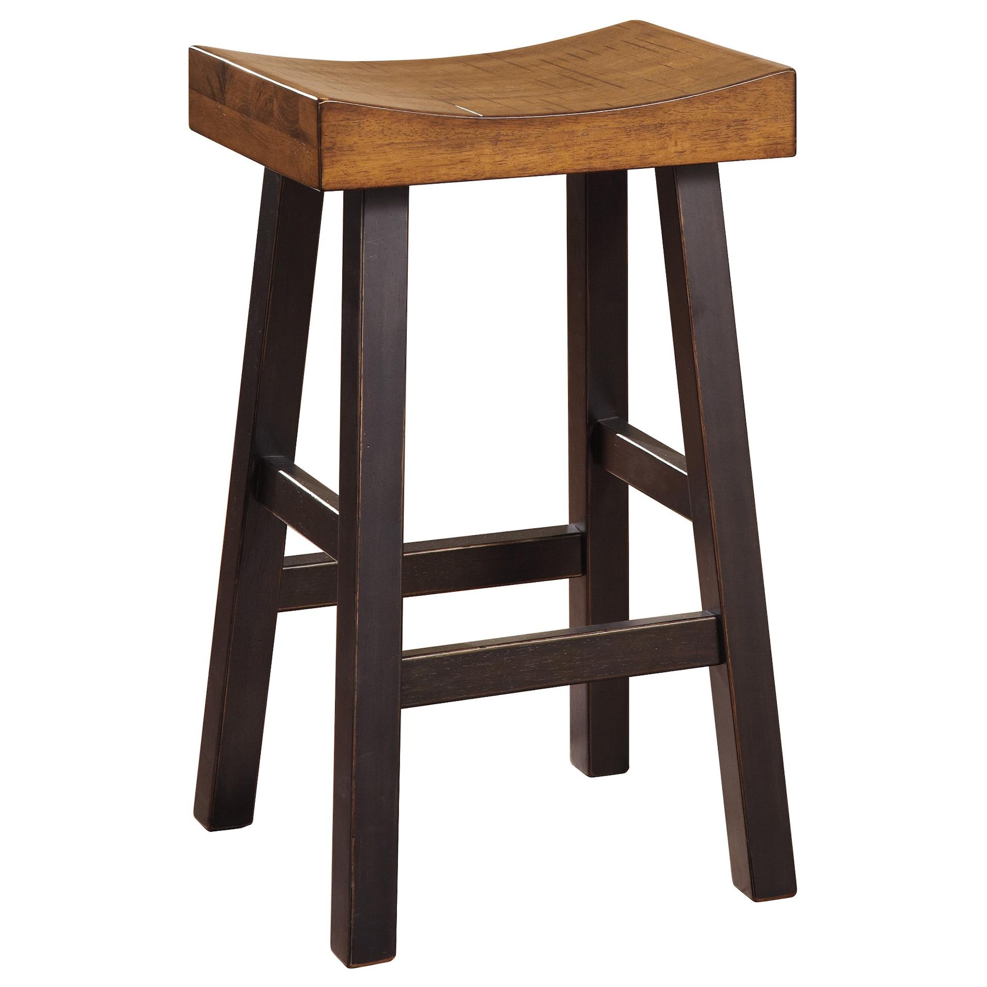 Benchcraft Glosco 73963 Rustic TwoTone Tall Stool with Saddle Seat