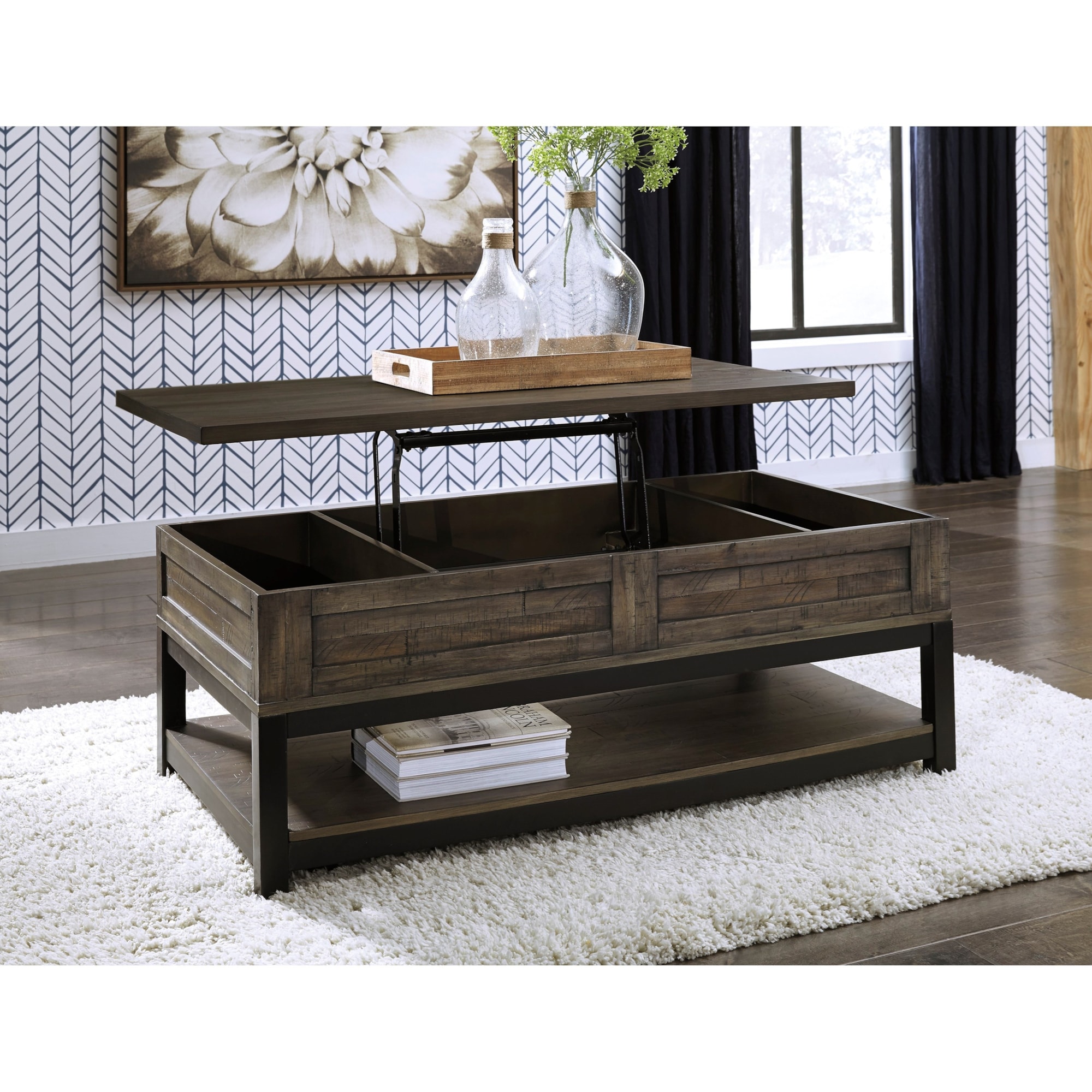 Signature Design by Ashley Johurst T4449 Rustic Rectangular Lift Top