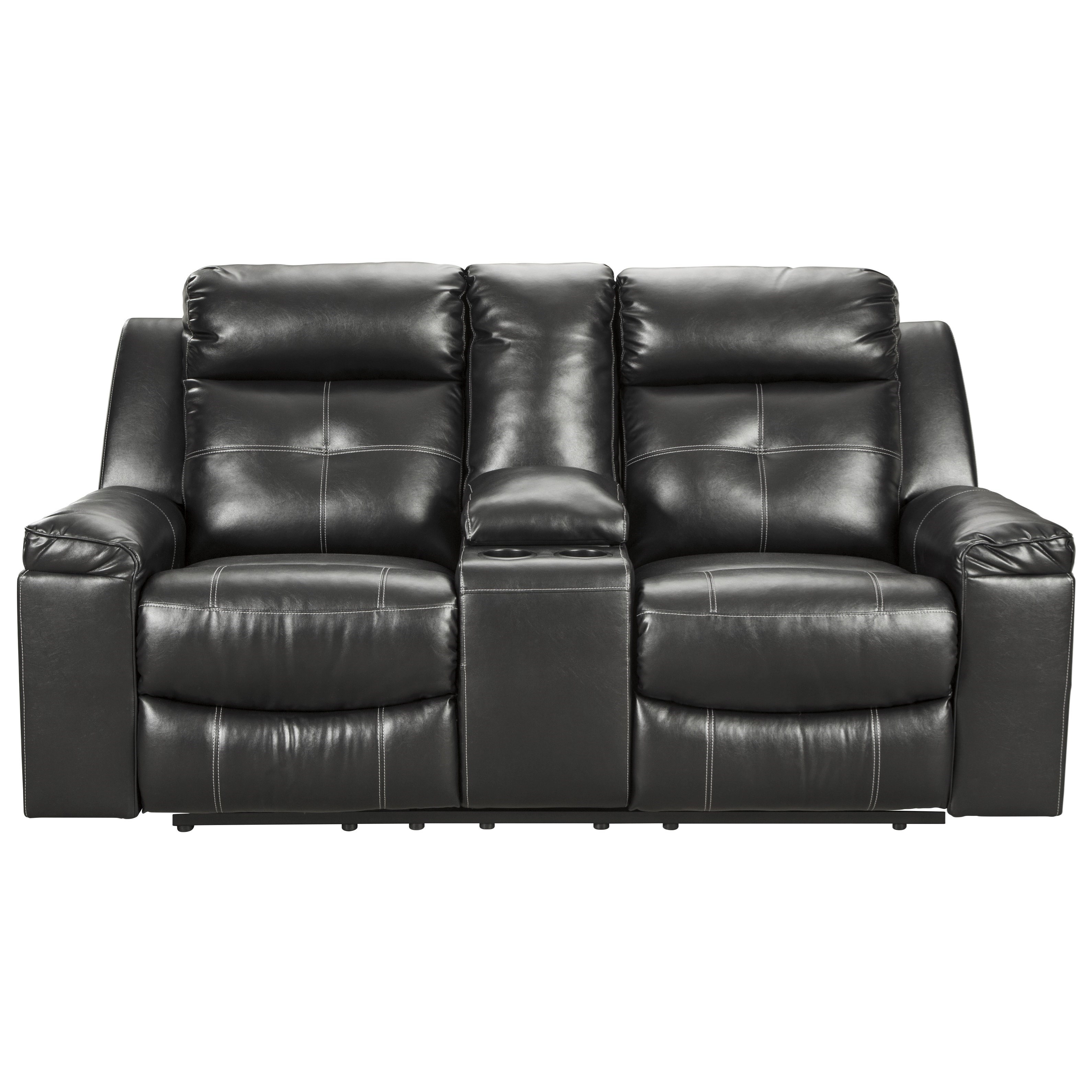Black reclining deals loveseat with console