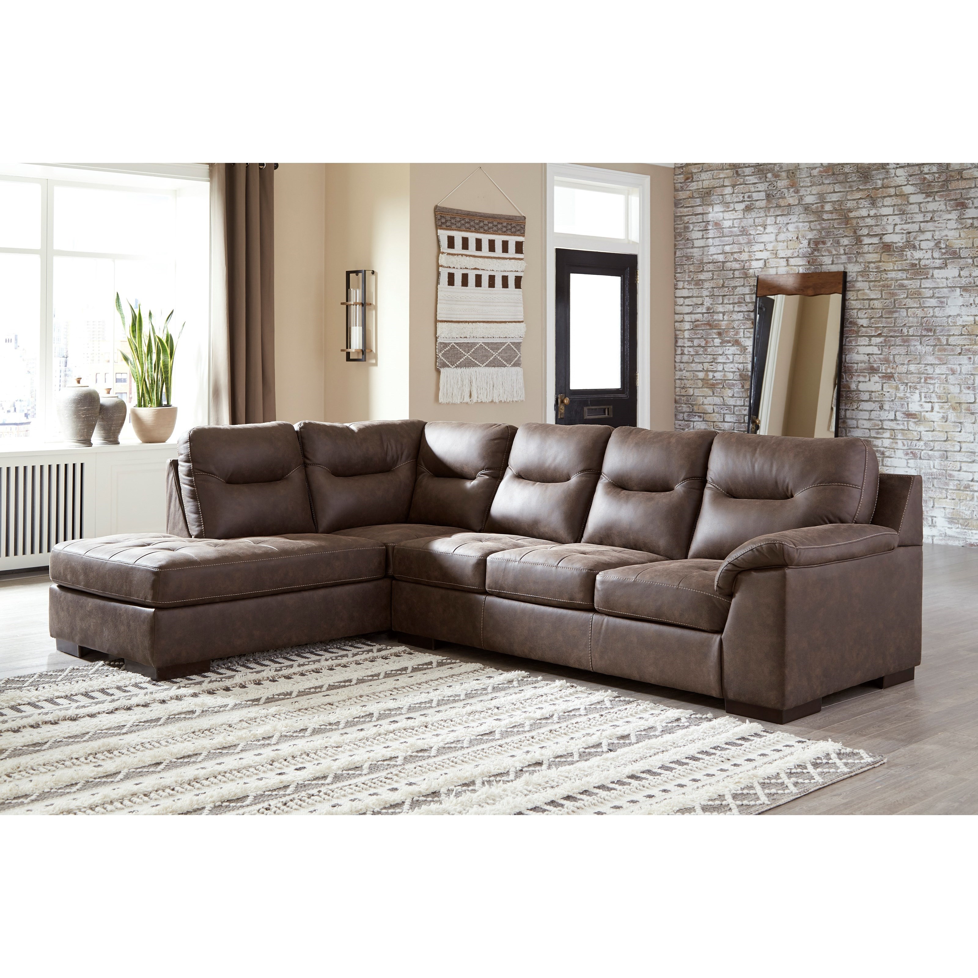 2 piece sectional with chaise leather online