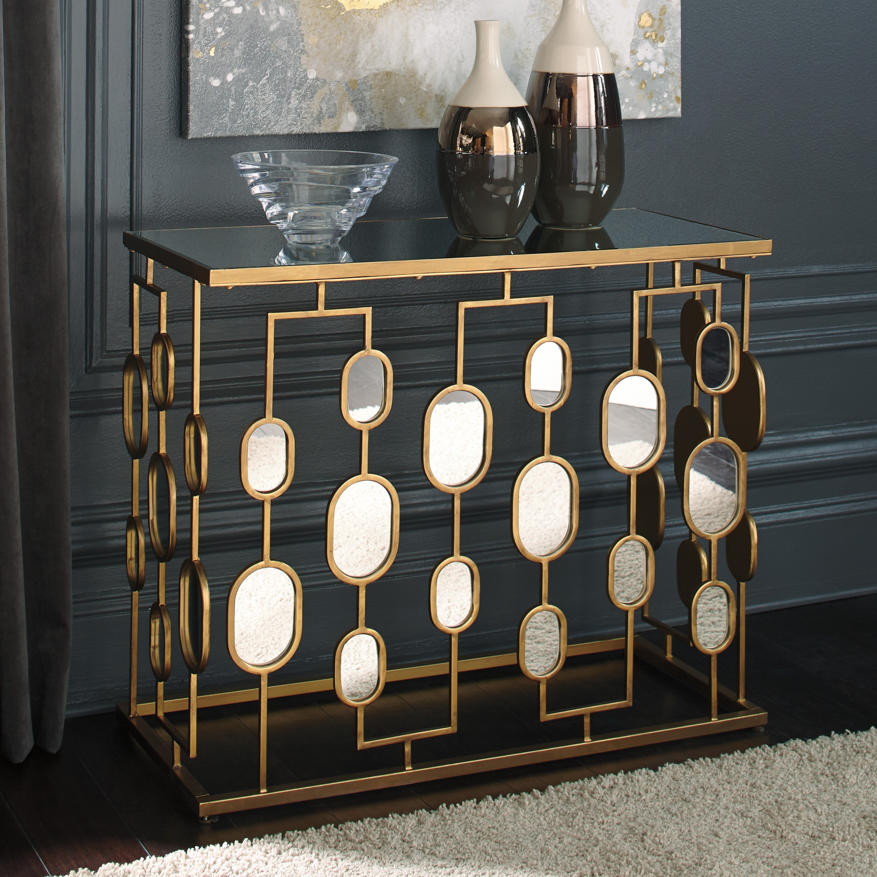 Glass and hot sale metal console table