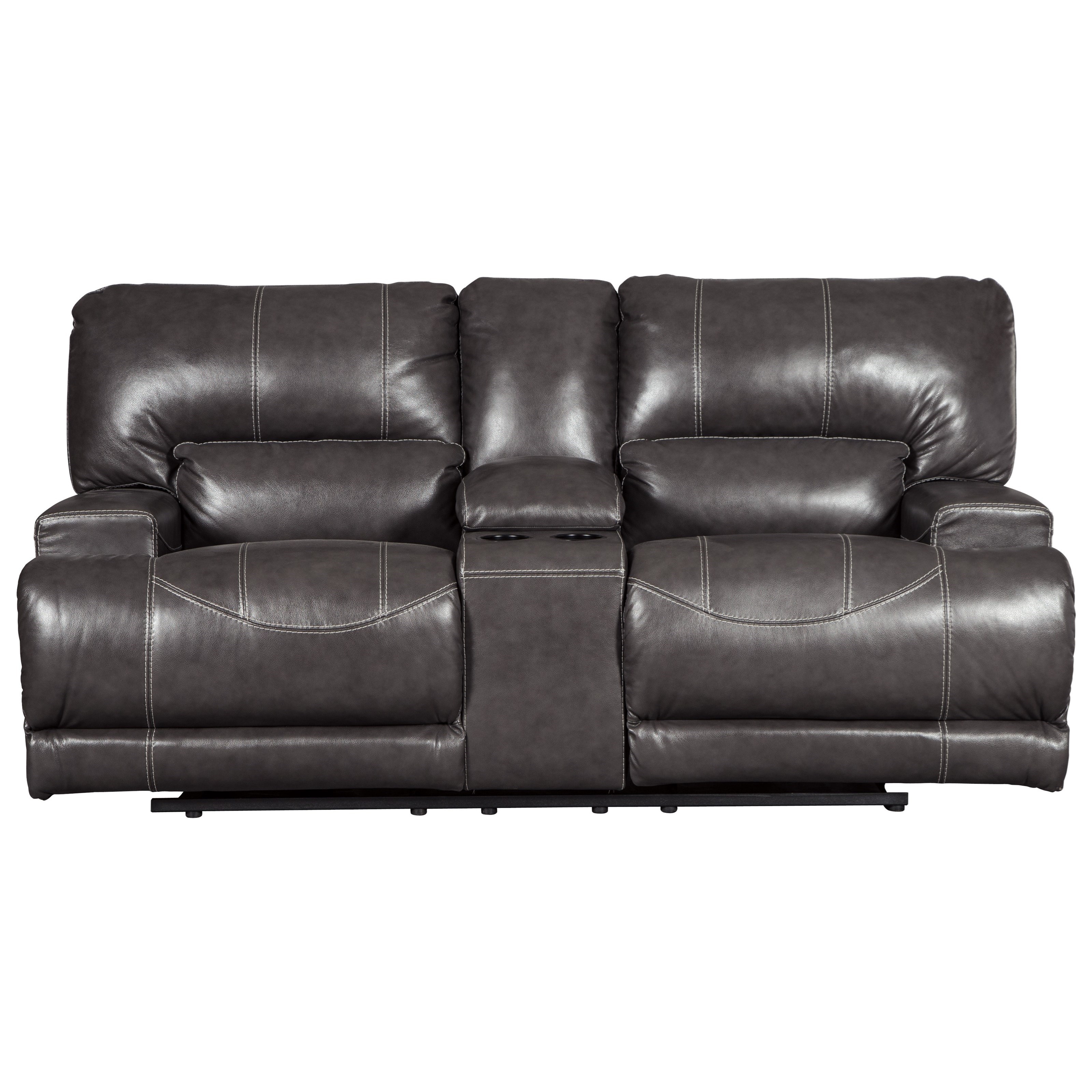 Signature Design by Ashley McCaskill 26010500041400 Contemporary Leather Match Double Reclining Power Loveseat w Console Coconis Furniture Mattress 1st Reclining Loveseats