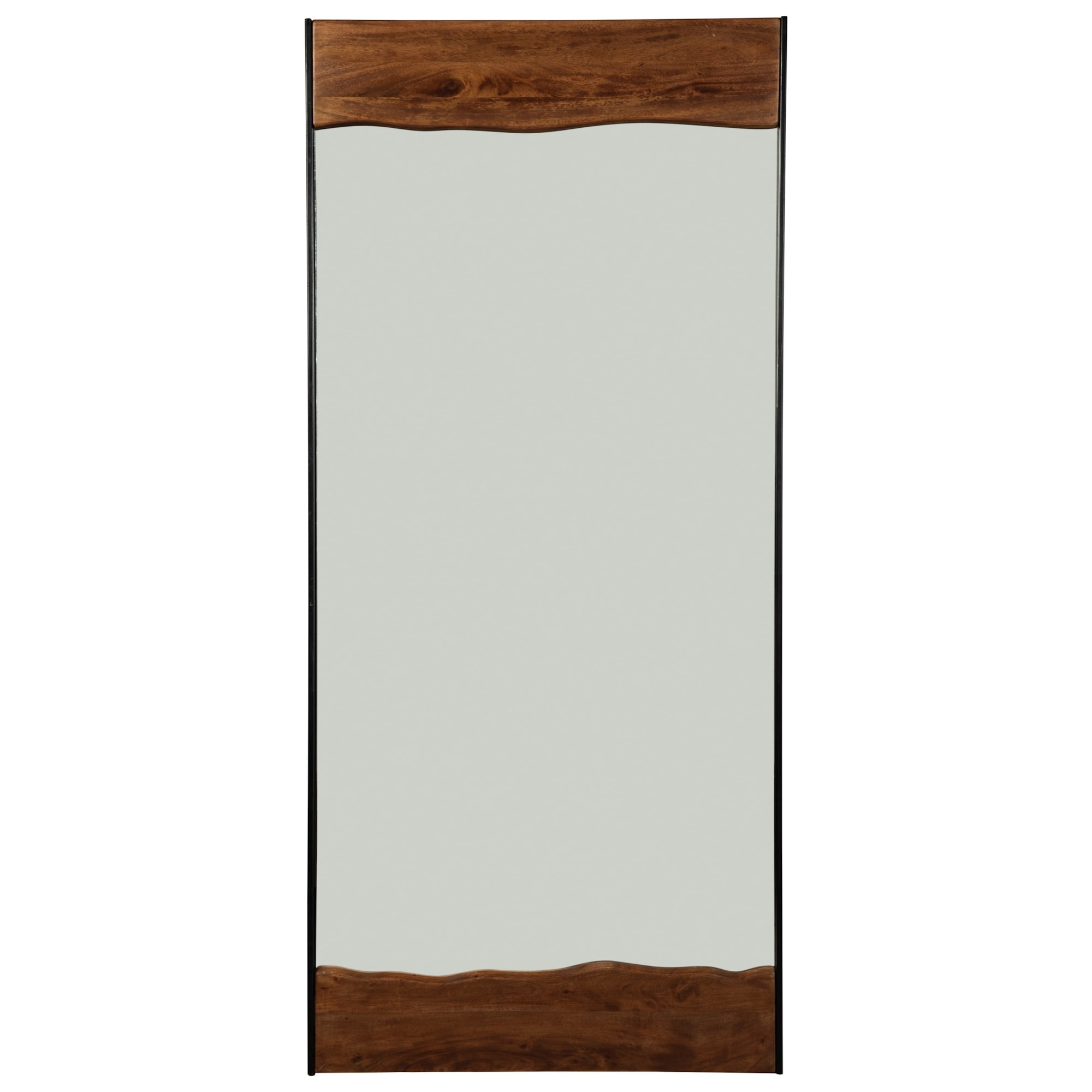 Signature Design by Ashley Panchali A8010197 Contemporary Metal/Wood Floor Mirror with Faux Live ...