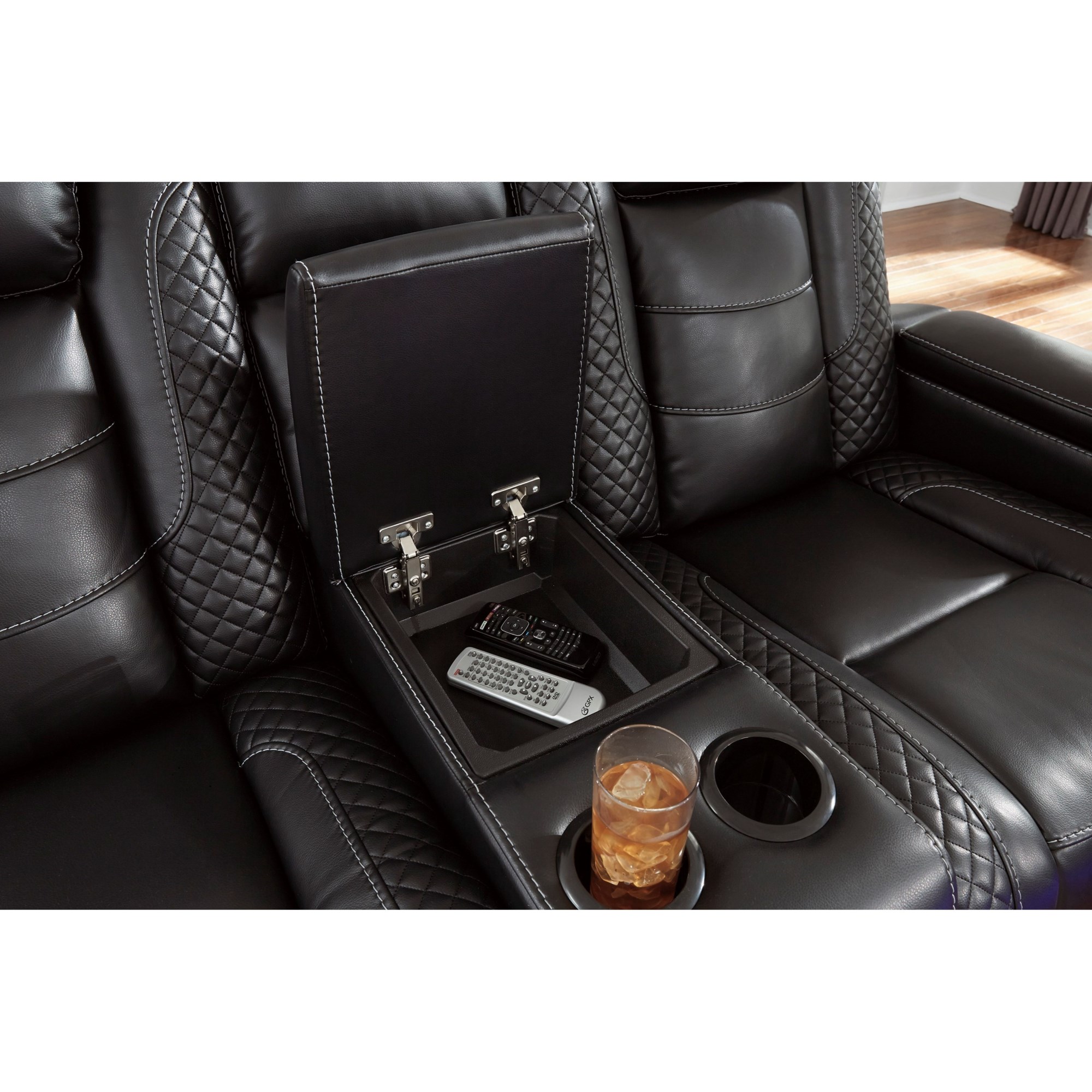 Signature Design by Ashley Party Time Power Recliner with Power Headrest in  Midnight