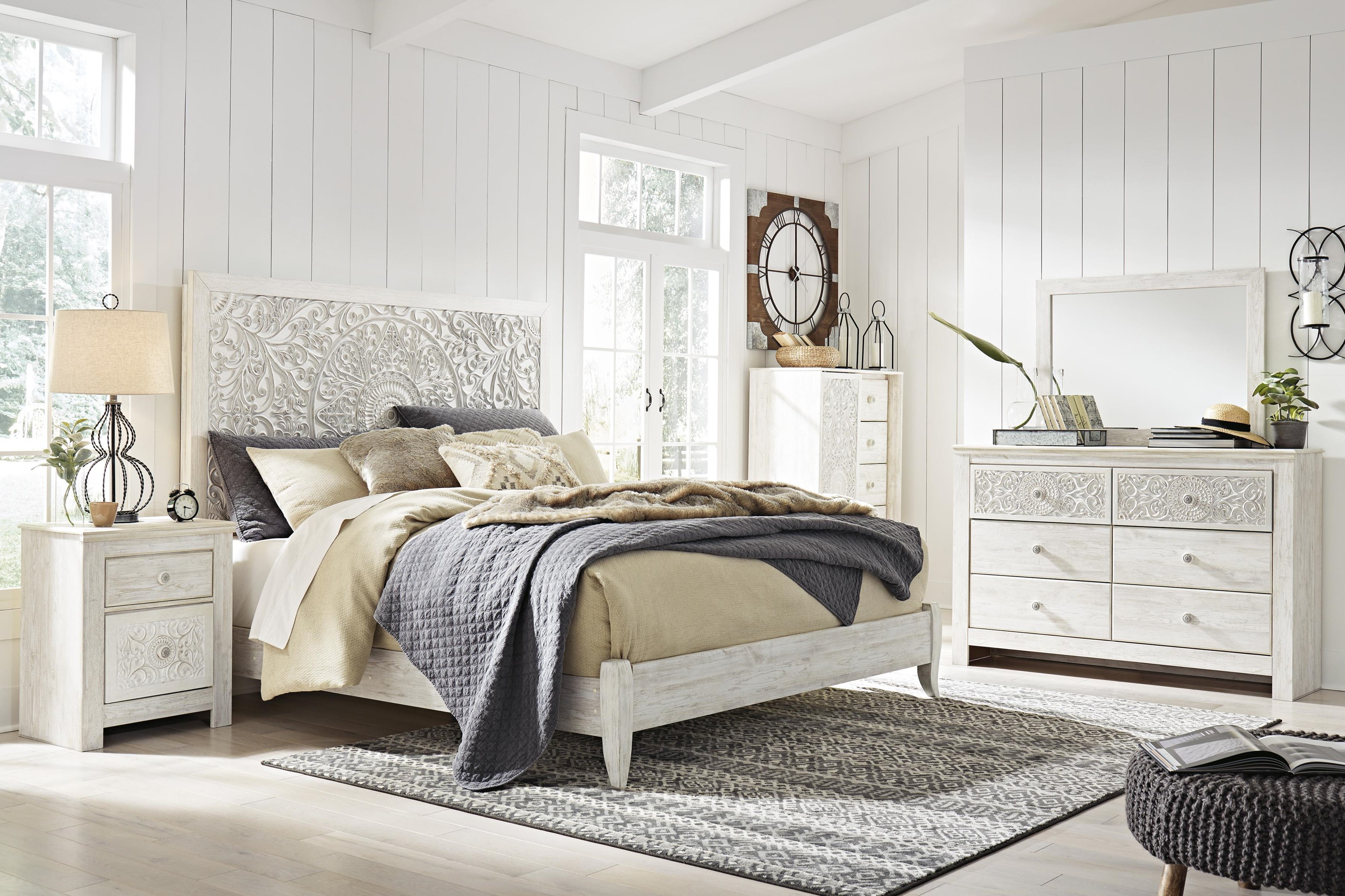 Whitewash dresser deals and nightstand set