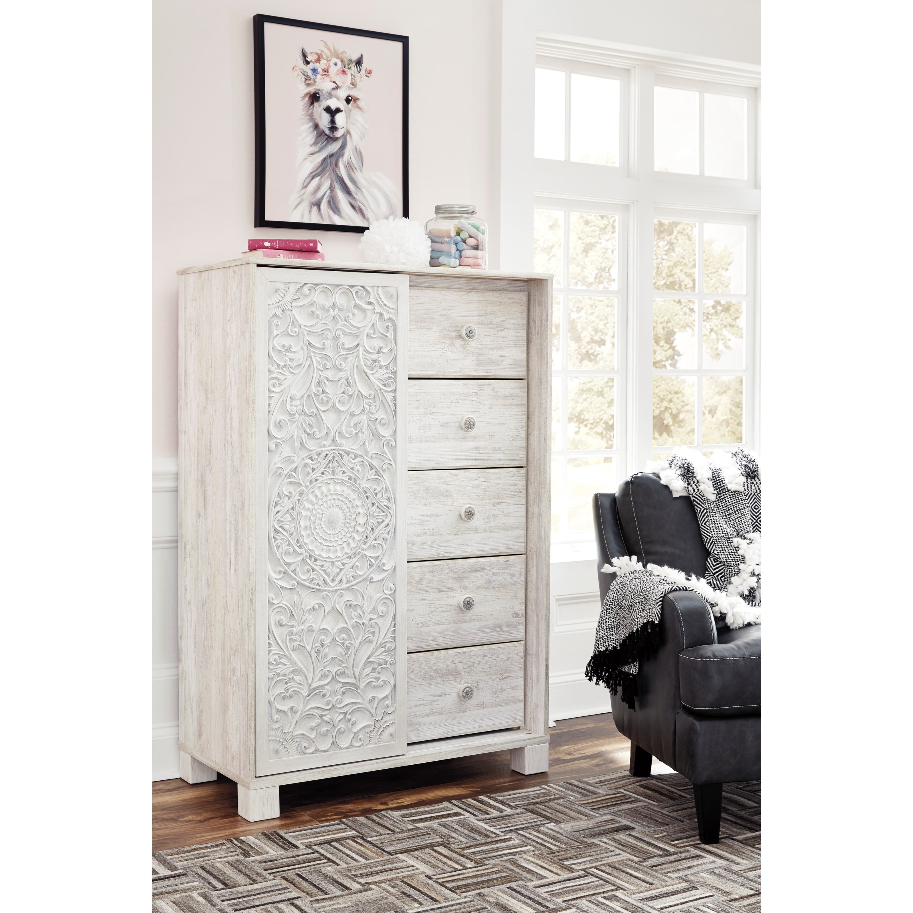 Signature Design by Ashley Paxberry B181-48 Dressing Chest with 5 Drawers  and Carved Detailing | Wayside Furniture & Mattress | Chest - Chest with  Doors