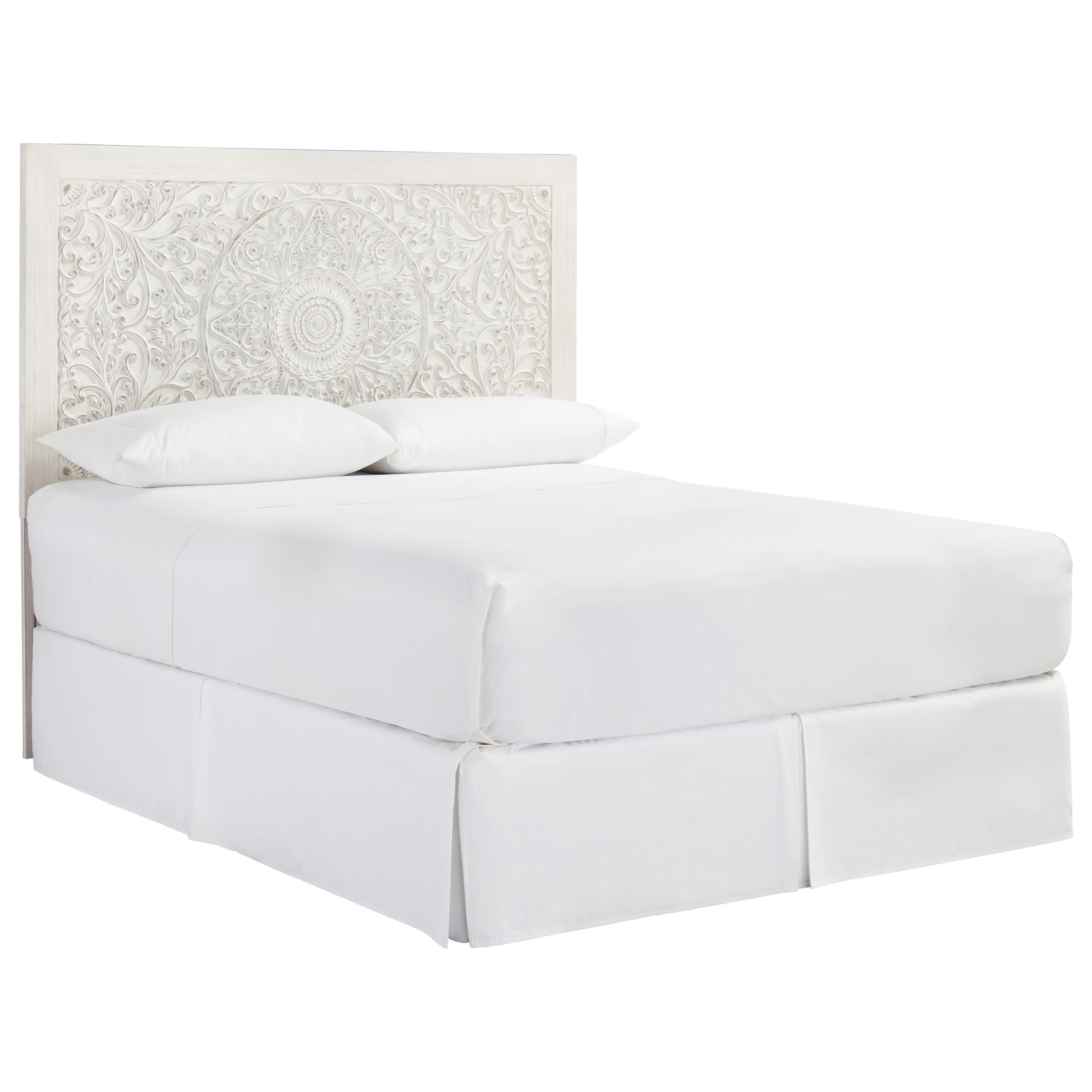 Queen Panel Headboard with Carved Medallion Design