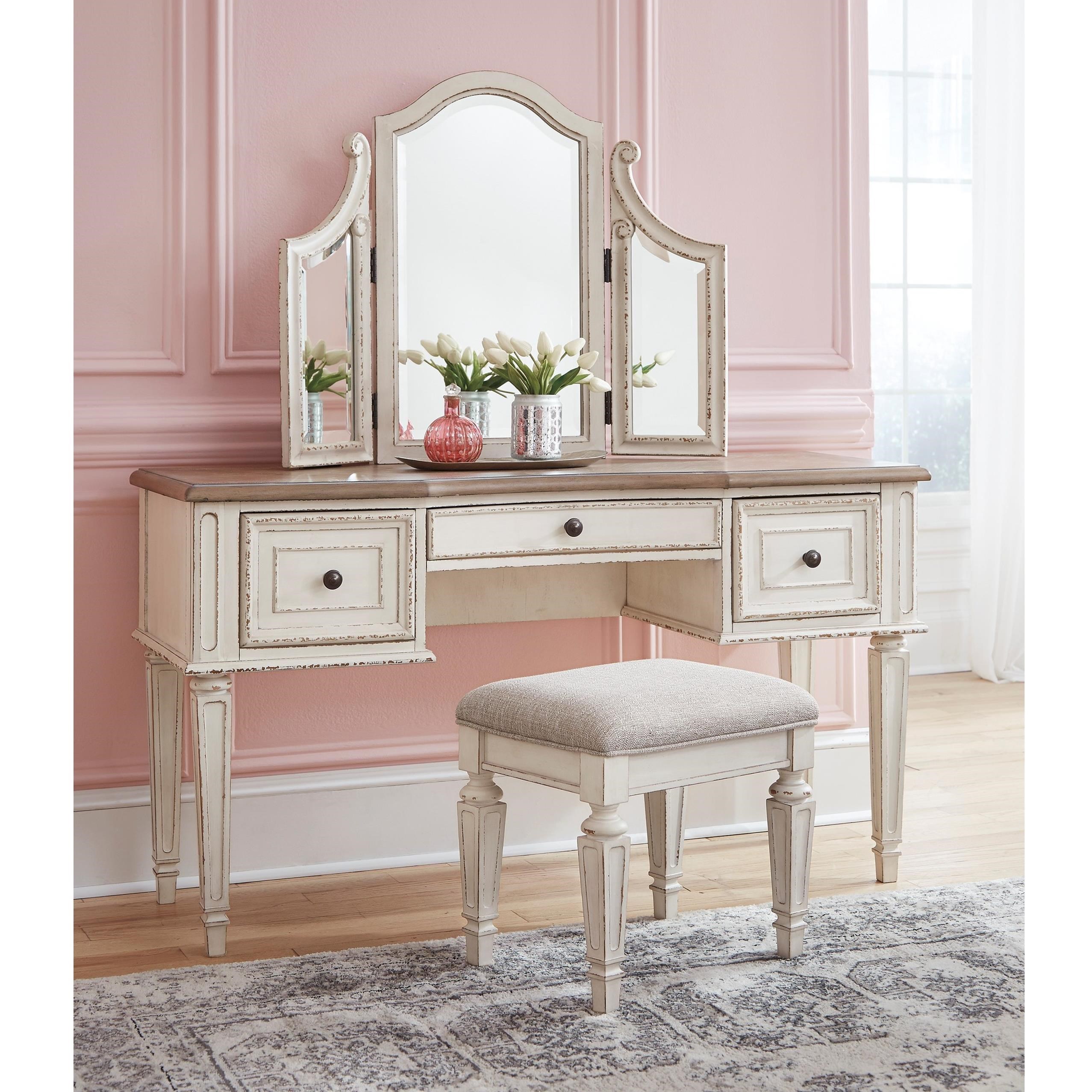 Signature design by ashley vanity mirror stool clearance