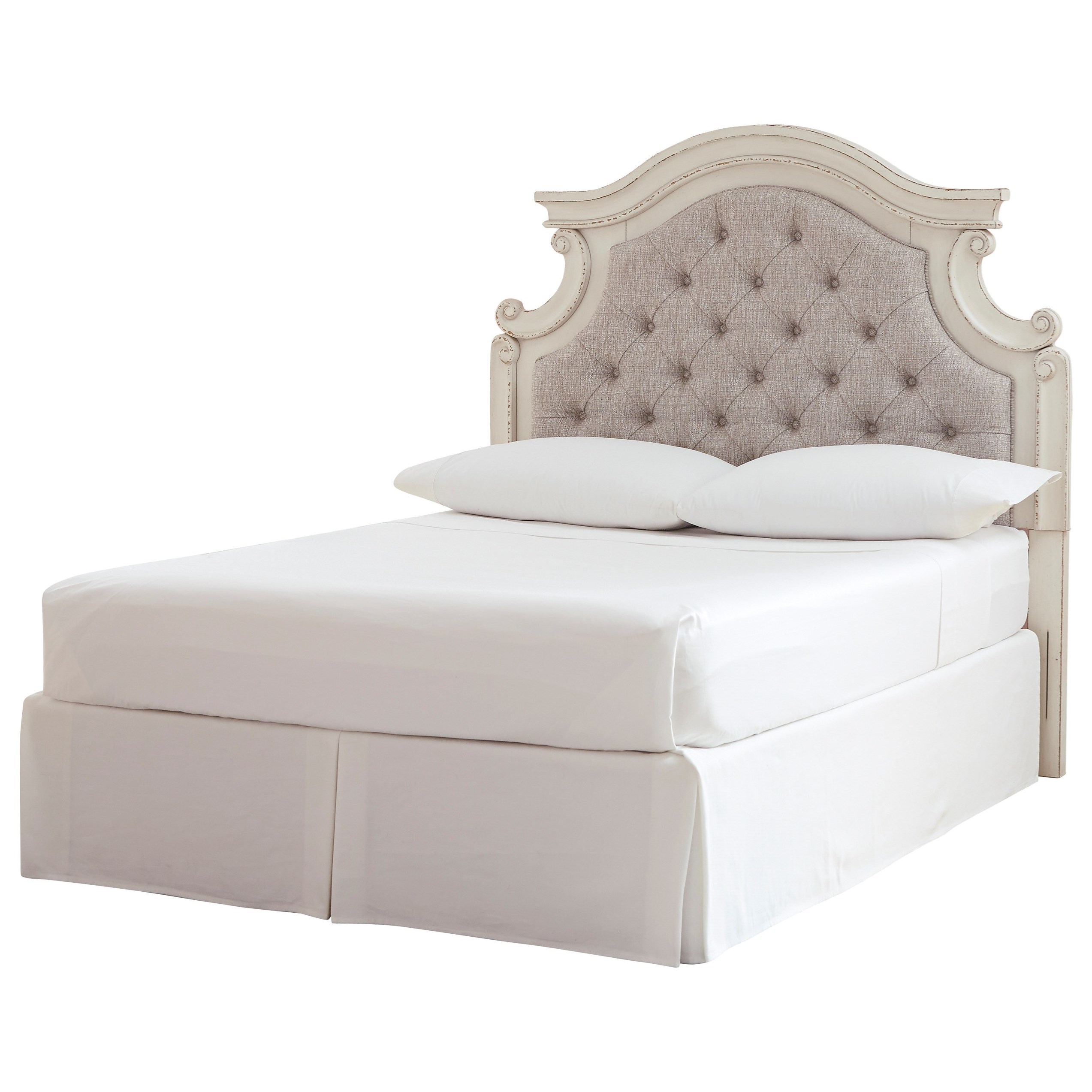 White upholstered discount panel headboard
