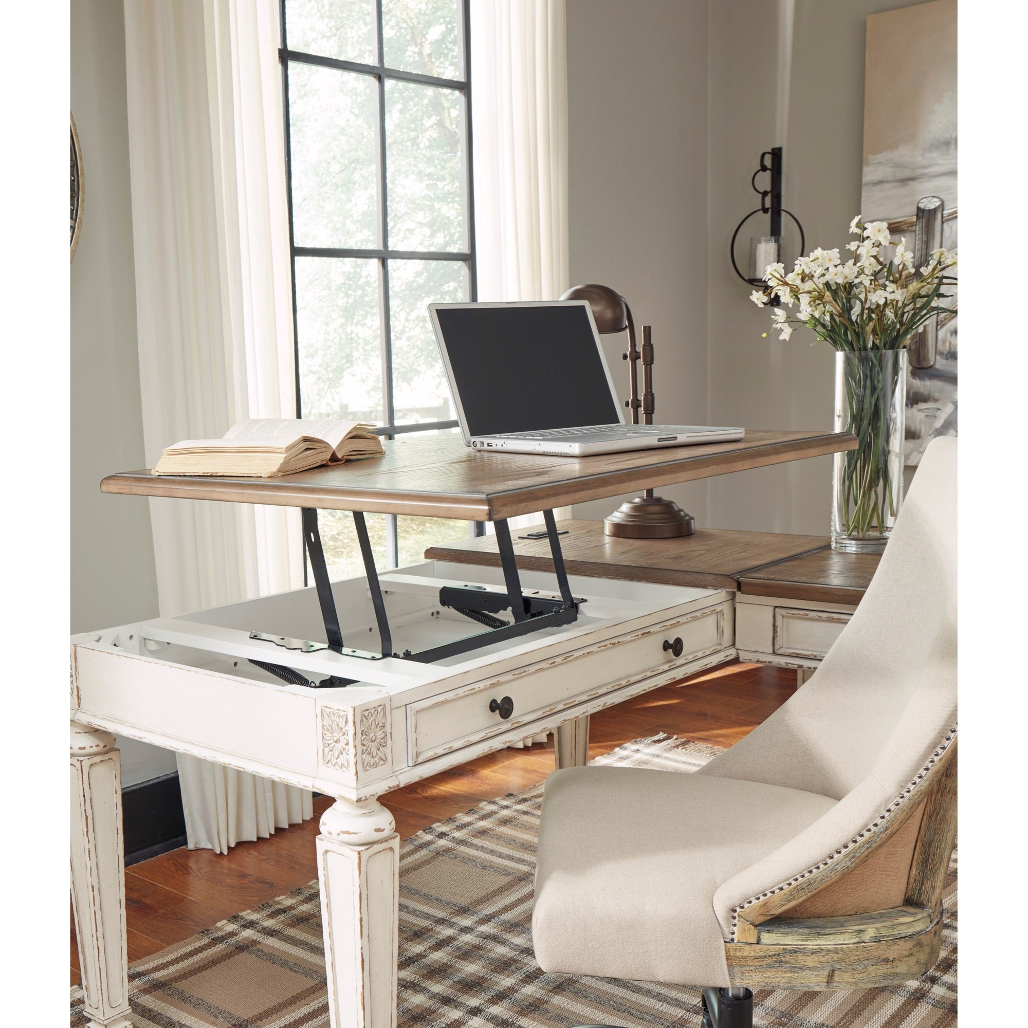 Realyn L-Shape Desk with Lift Top