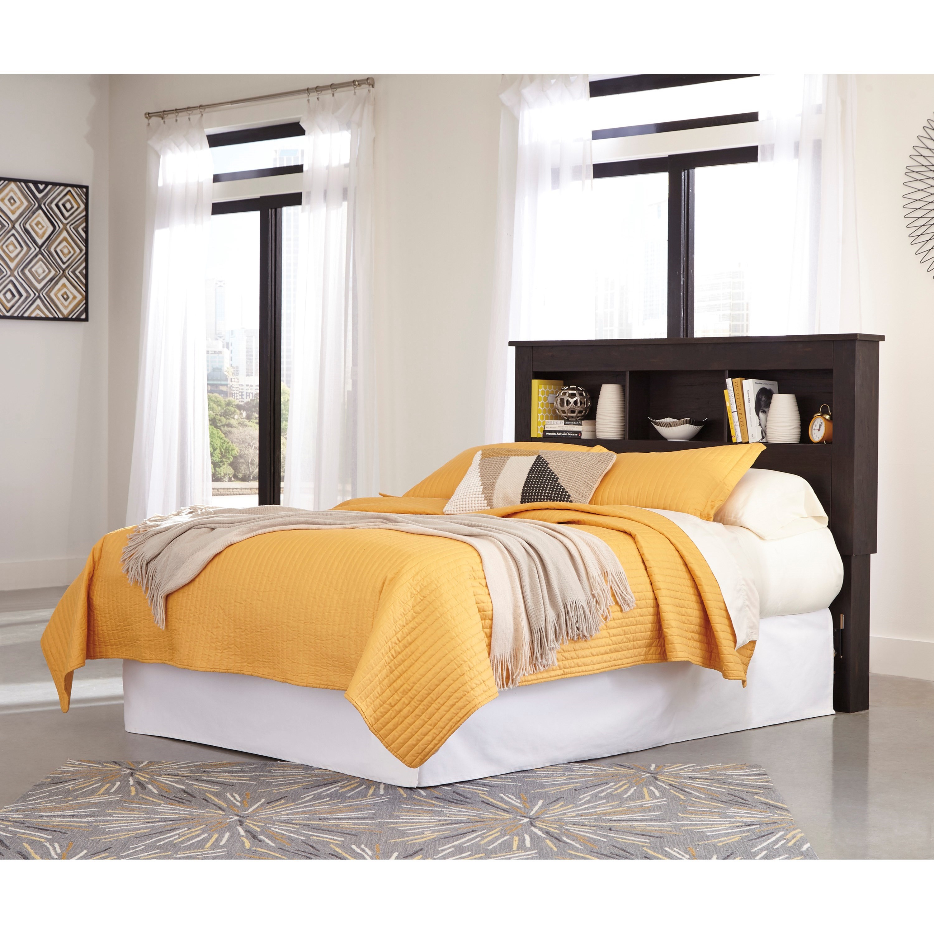 Reylow queen bookcase bed with 2 store storage drawers