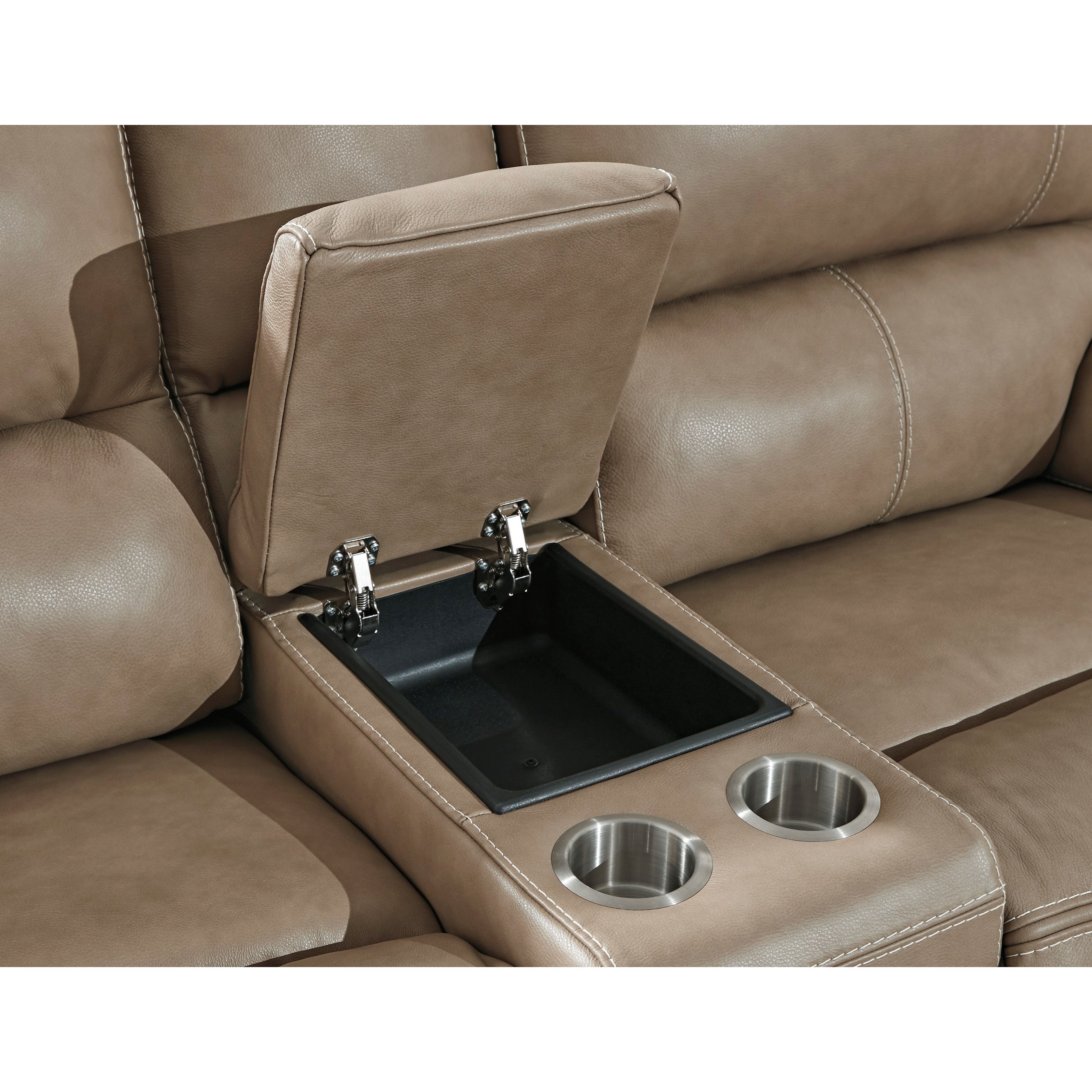 Ashley Ricmen 691955998 Leather Match Power Reclining Loveseat w