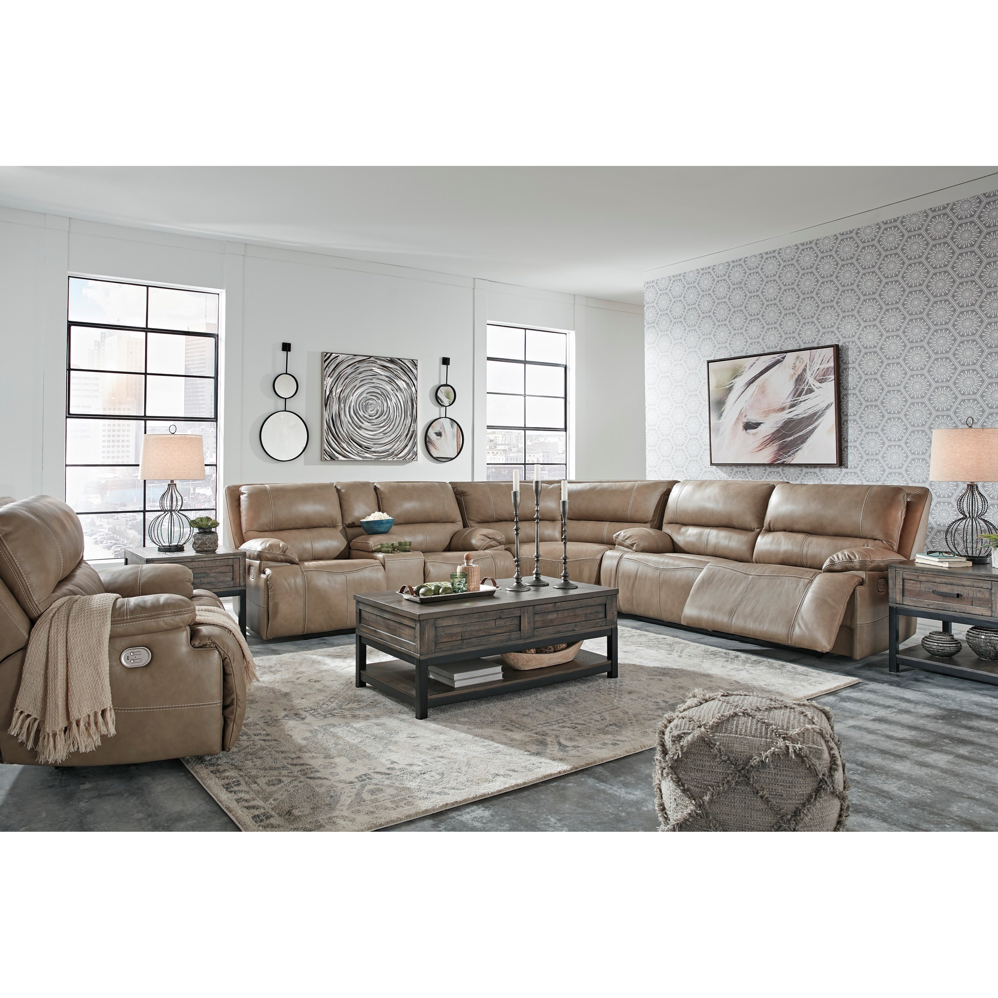 Ricmen power outlet reclining sofa putty