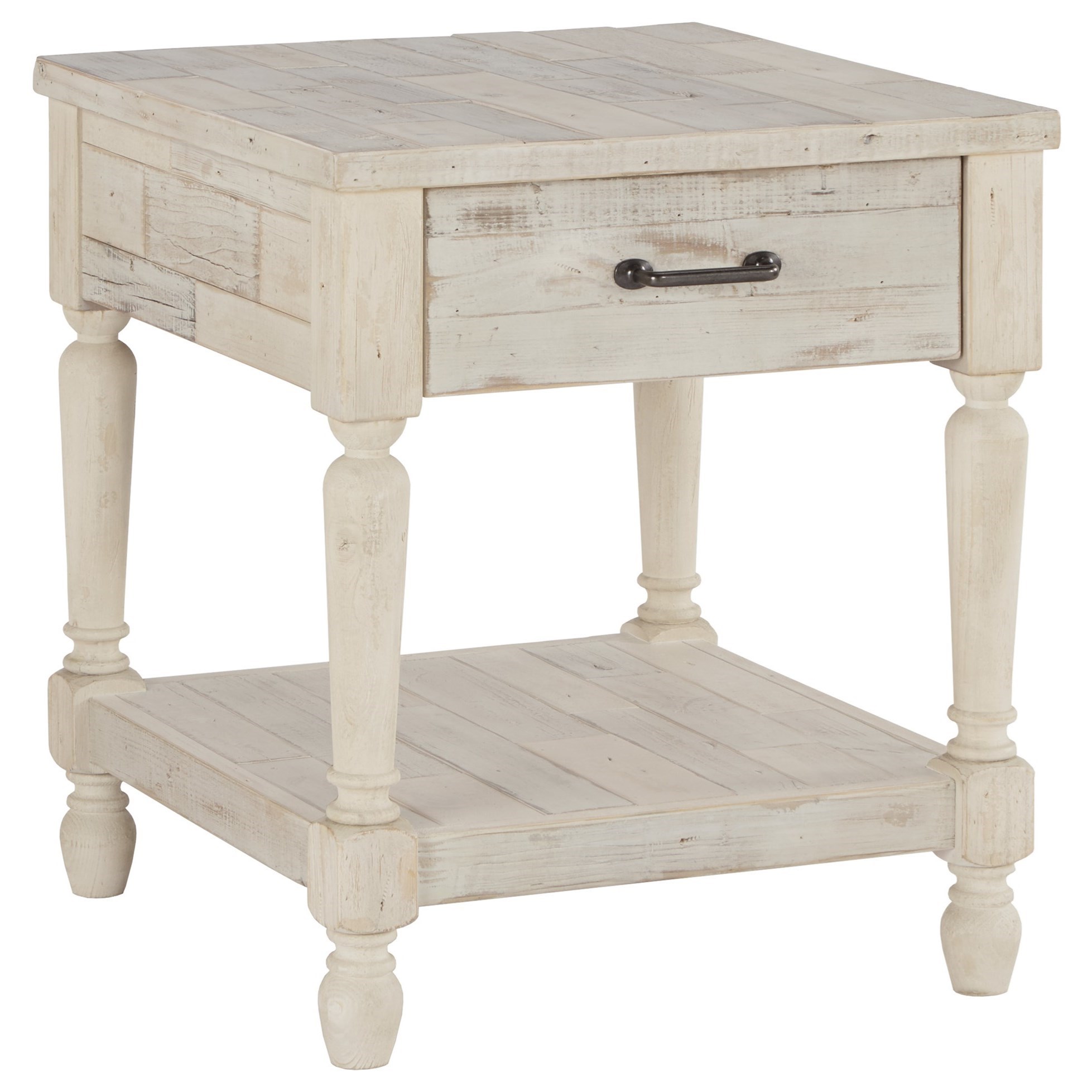 Distressed off white end tables deals