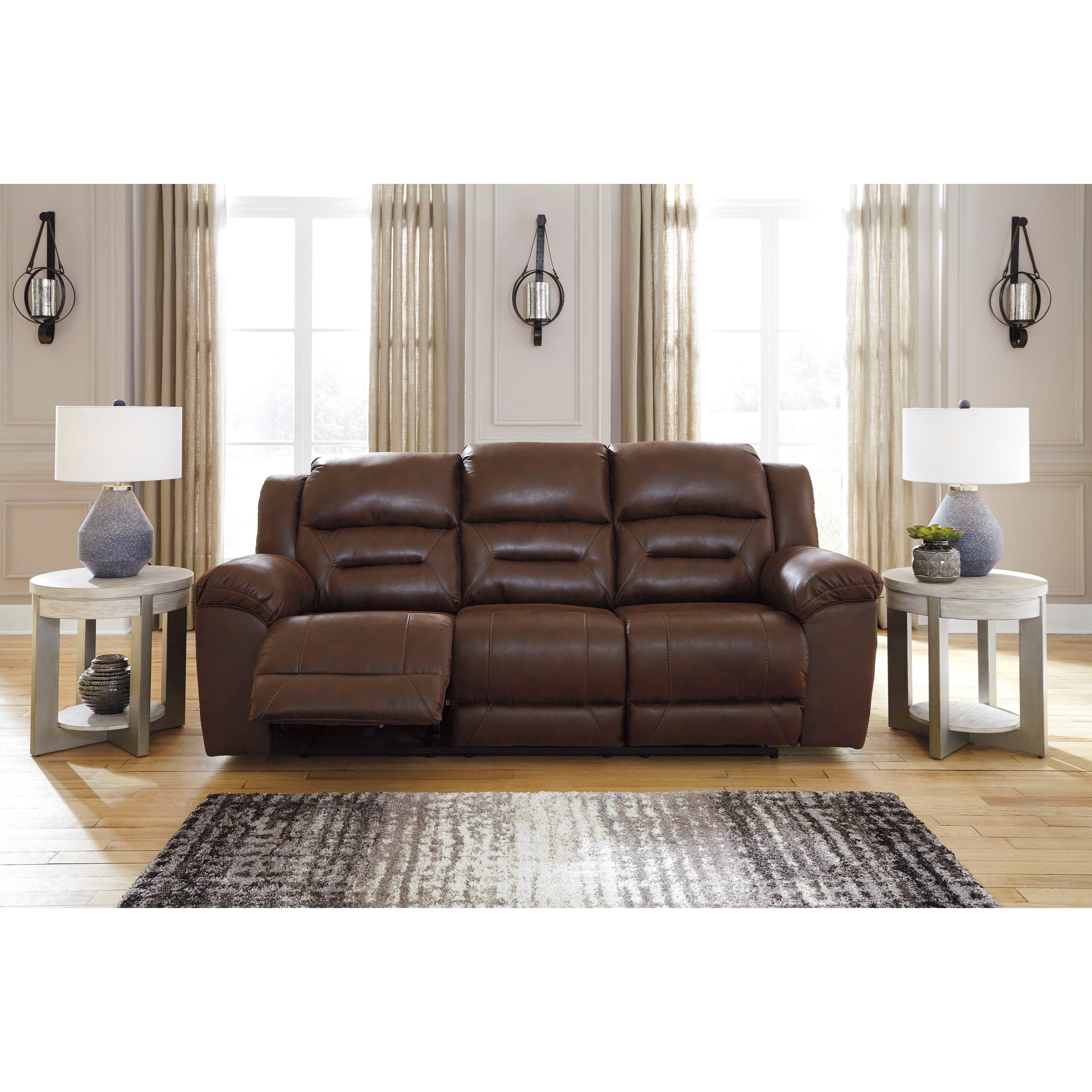 Signature Design by Ashley Stoneland 3990488 Faux Leather Reclining Sofa Wayside Furniture Mattress Reclining Sofa
