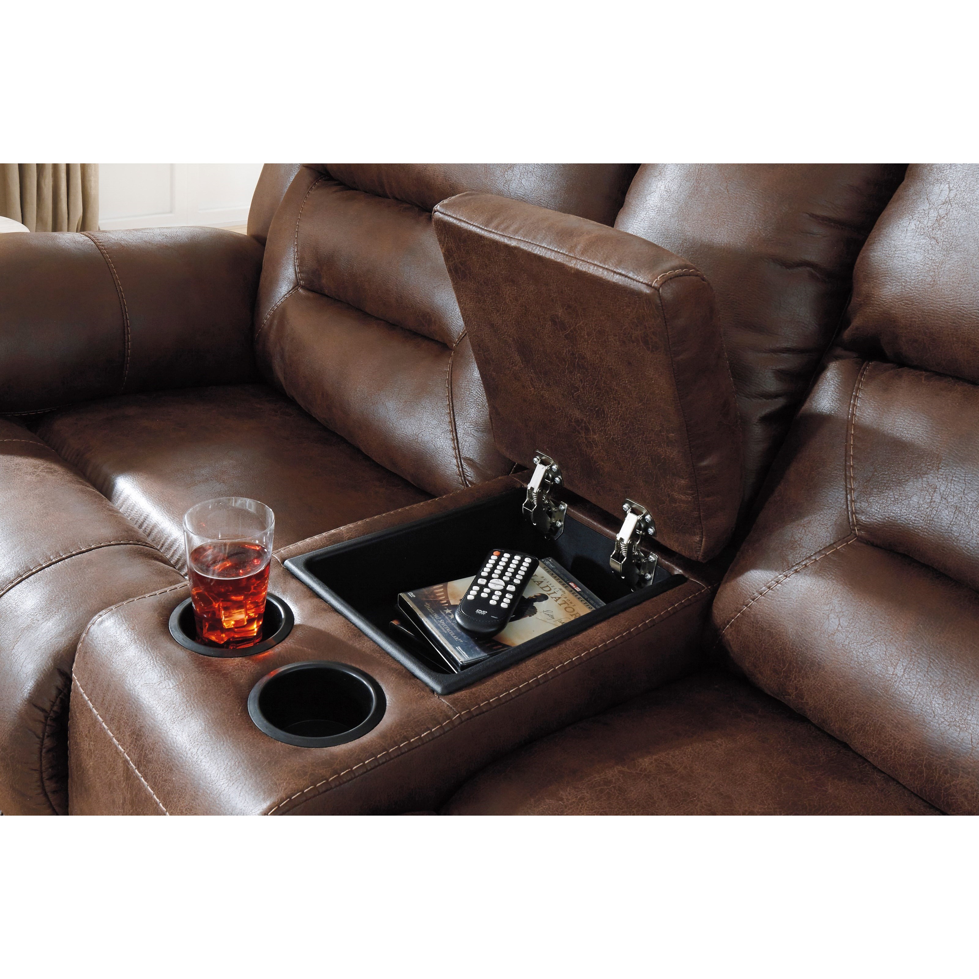 Stoneland chocolate reclining 2025 sofa