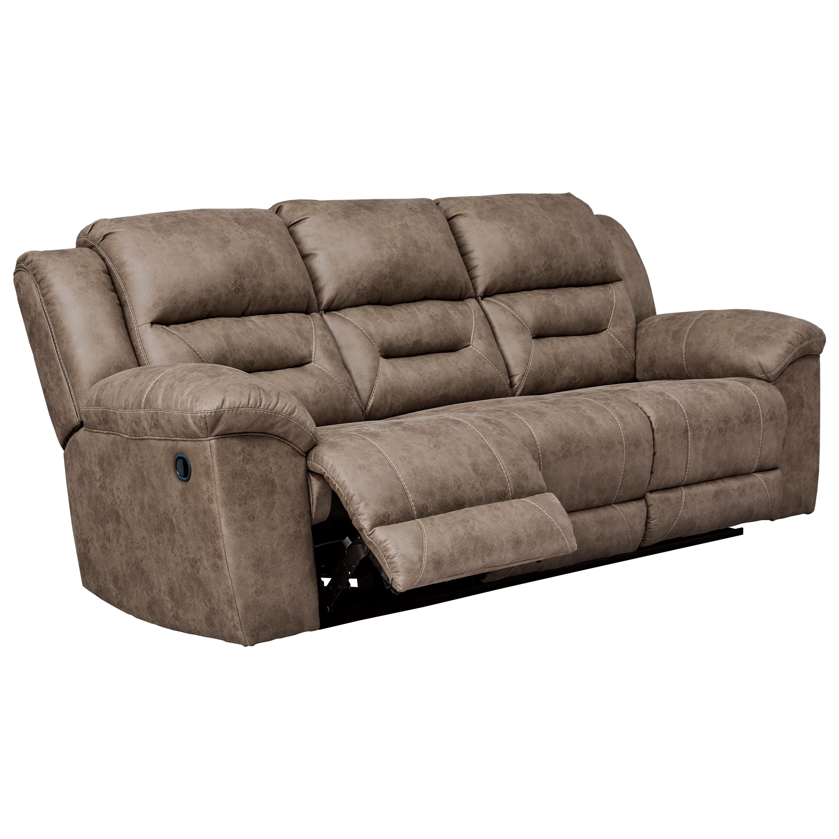 Grey faux leather reclining sofa discount