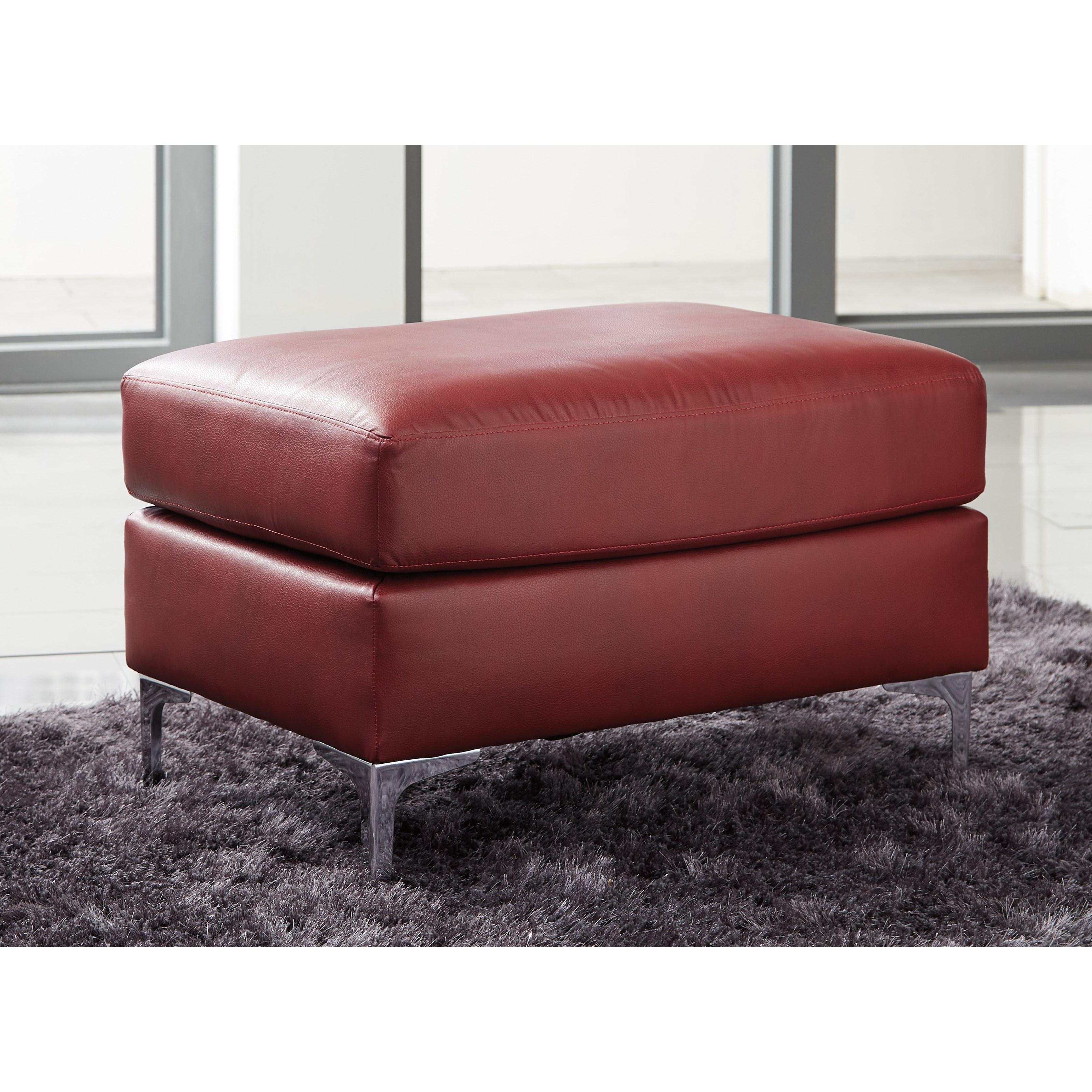 Ashley Furniture Signature Design Tensas 3960314 Contemporary Ottoman with Metal Legs Del Sol Furniture Ottomans