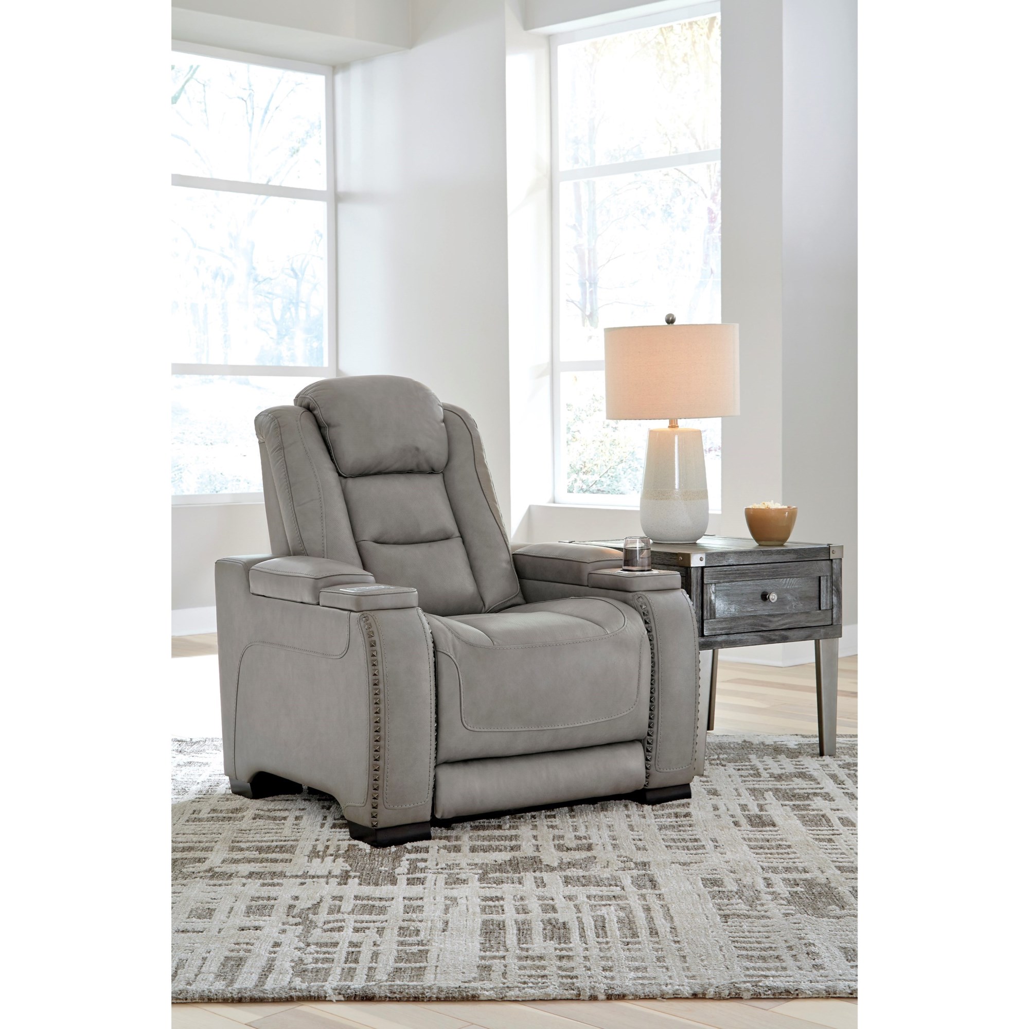 Signature Design by Ashley The Man-Den U8530513 Contemporary Power Recliner  with Adjustable Headrest and Lumbar Support, Furniture and ApplianceMart