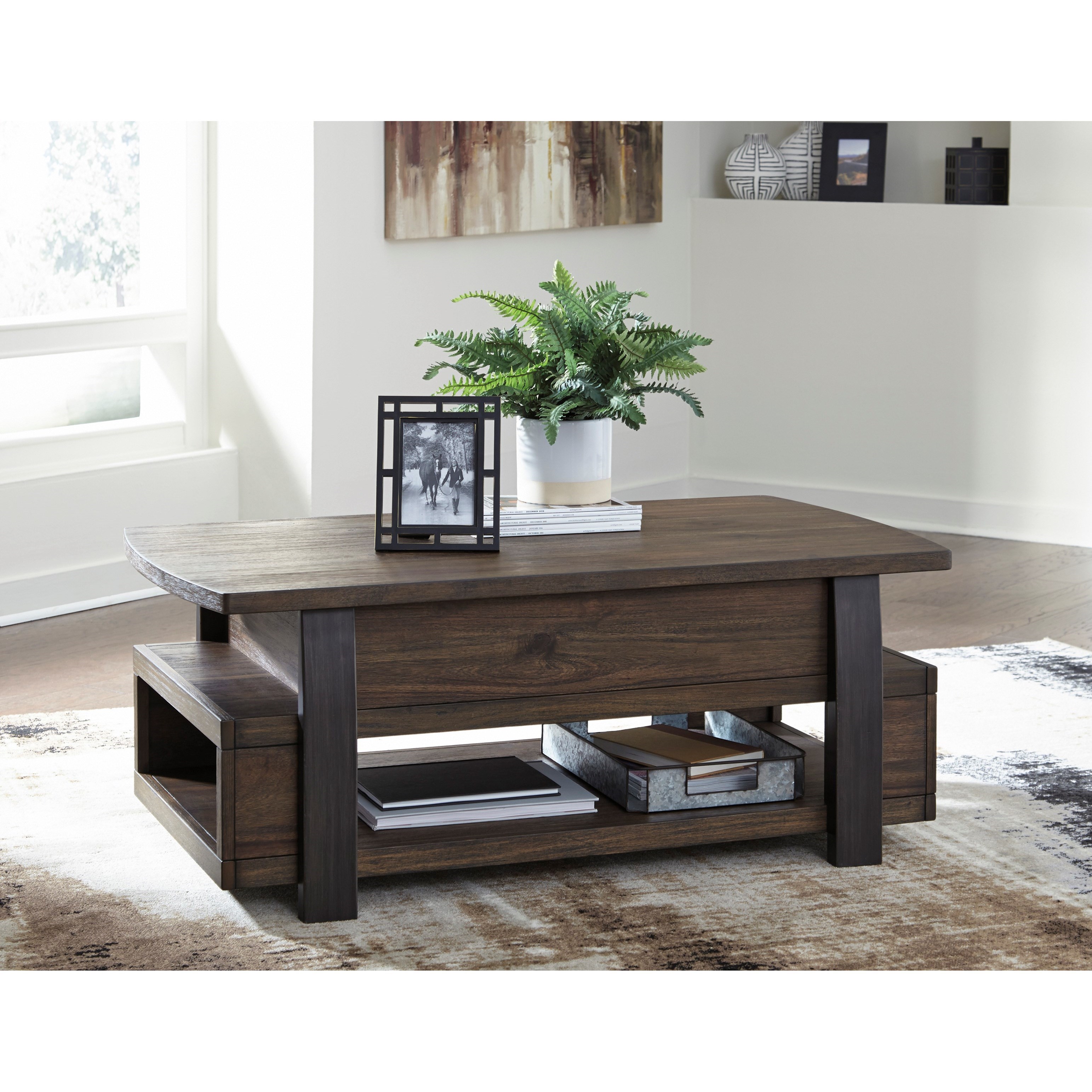 Ashley marble store top coffee table