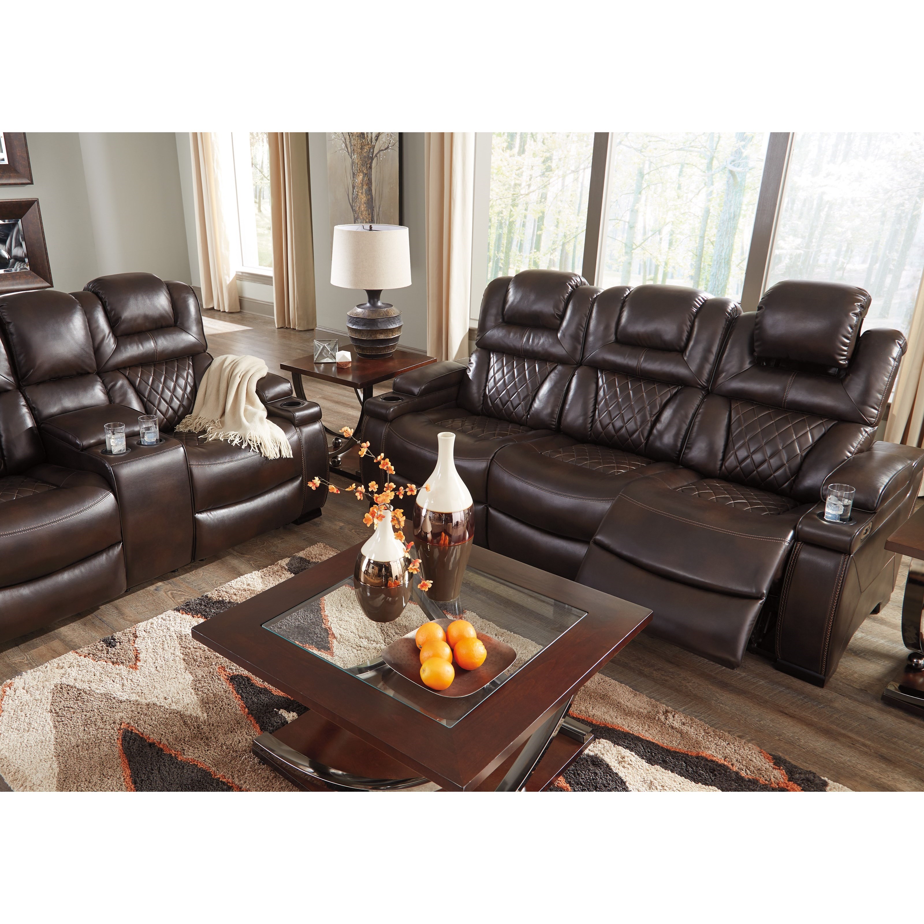 Signature Design by Ashley Warnerton 7540715 Power Reclining Sofa with Adjustable Headrests Royal Furniture Reclining Sofa