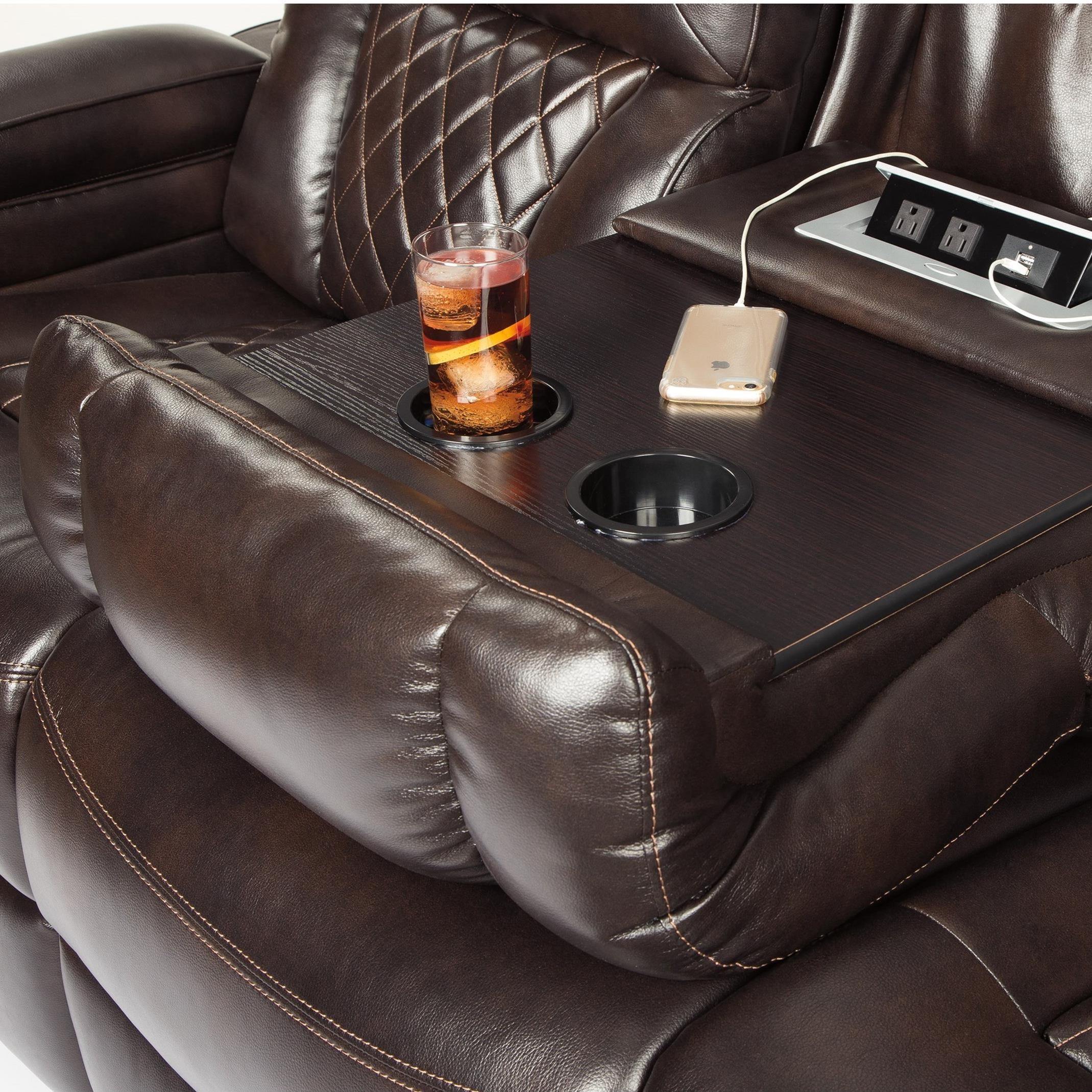 Signature Design by Ashley Warnerton 75407 15 Power Reclining Sofa with Adjustable Headrests Furniture and ApplianceMart Reclining Sofa
