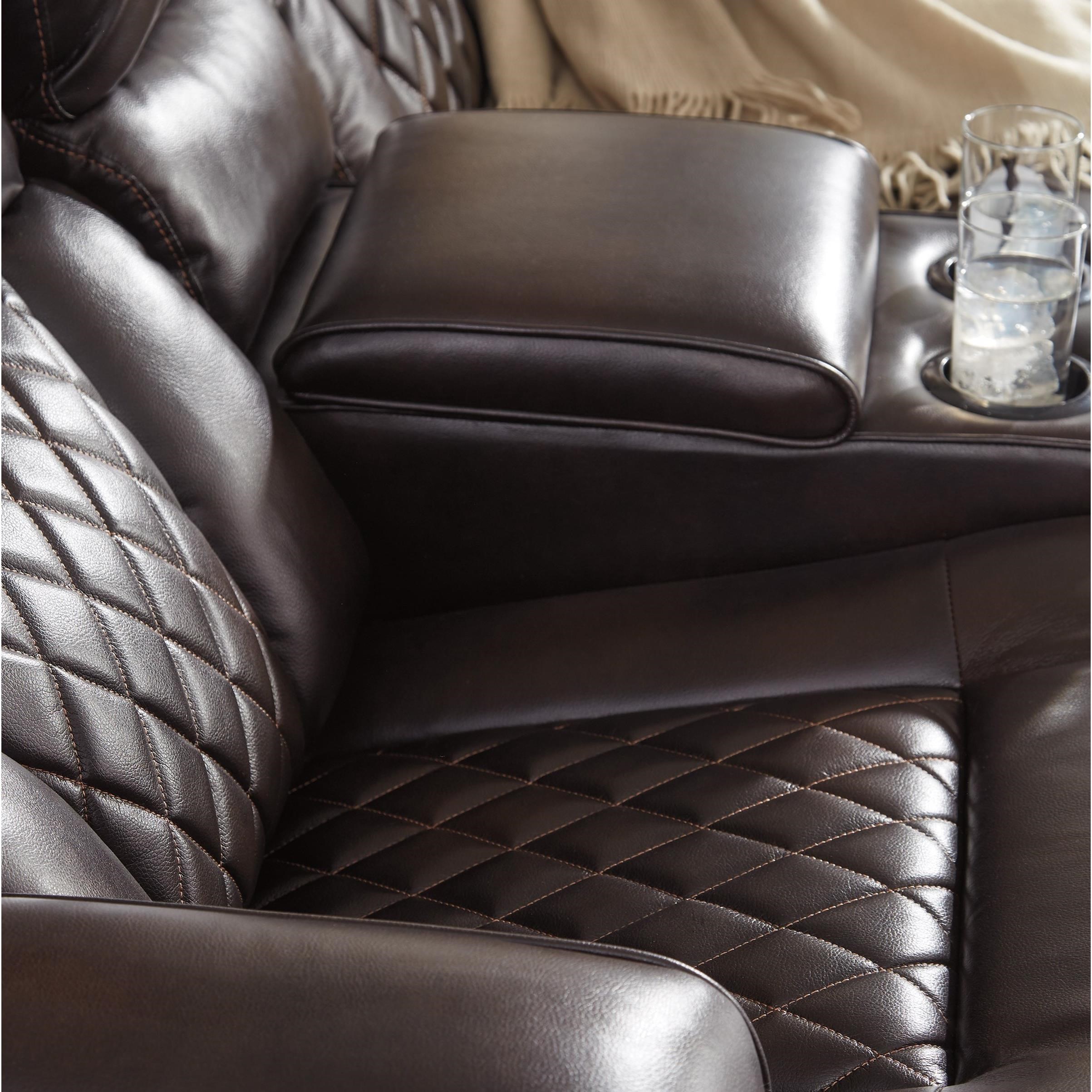 Ashley warnerton 7540718 power reclining clearance console loveseat in chocolate