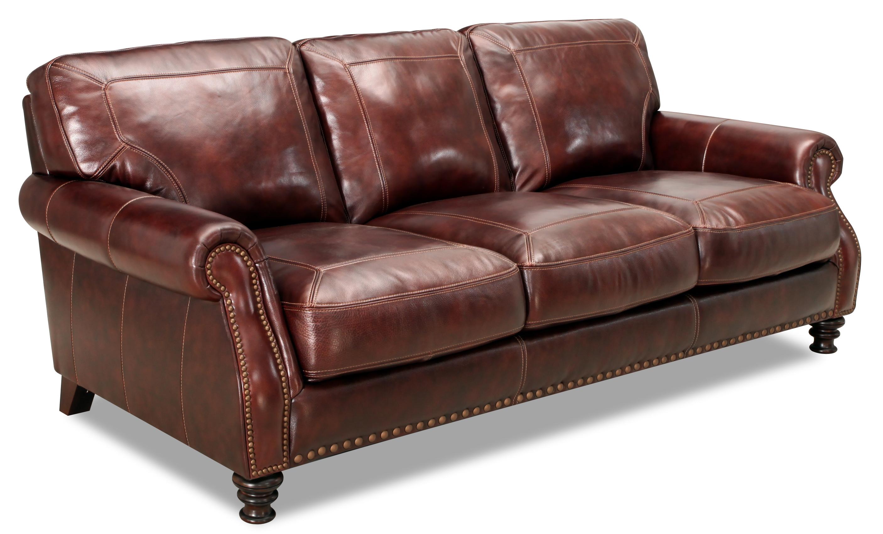 Rolled arm leather outlet sofa
