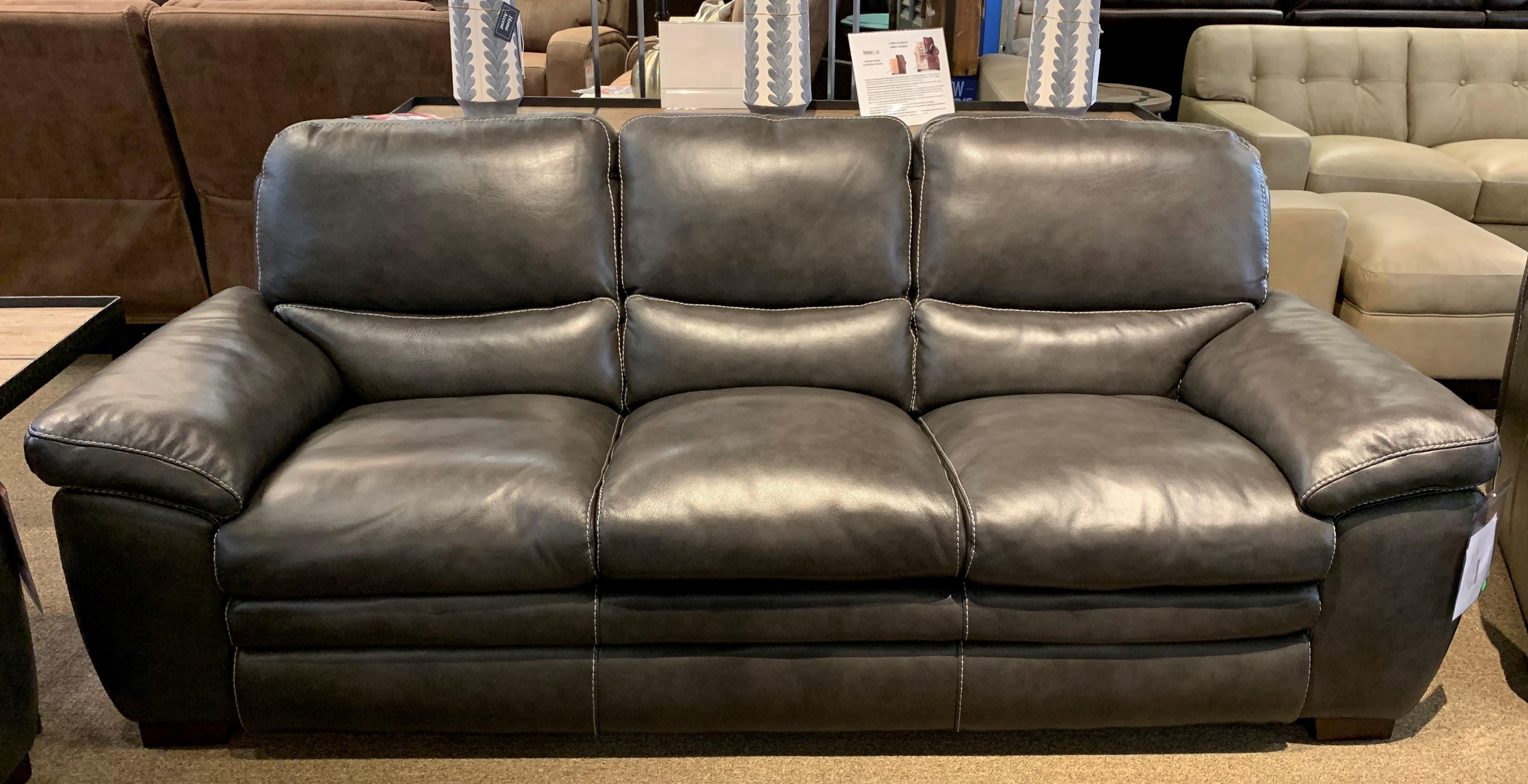 Simon li olathe brown top grain leather sofa discount