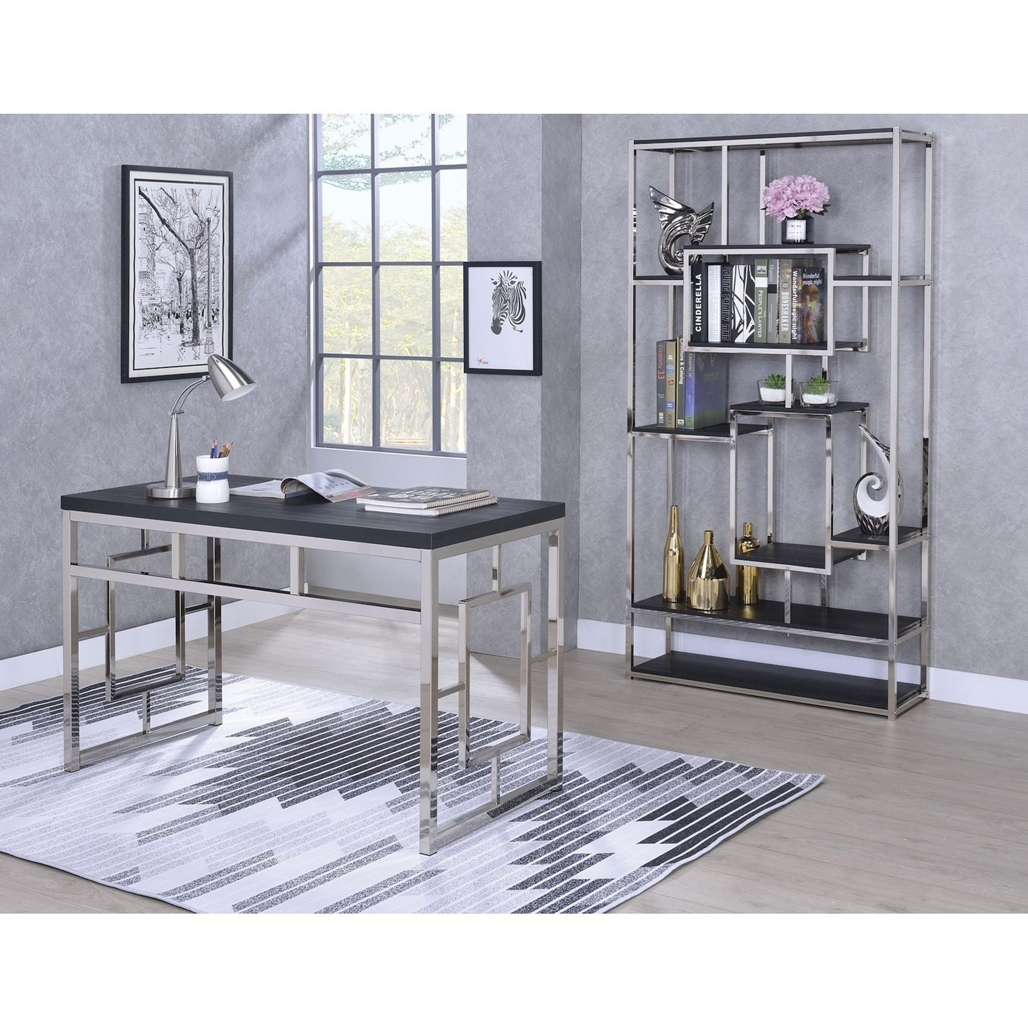 Steve Silver Alize AZ250DC Contemporary Desk with Chrome Base A1