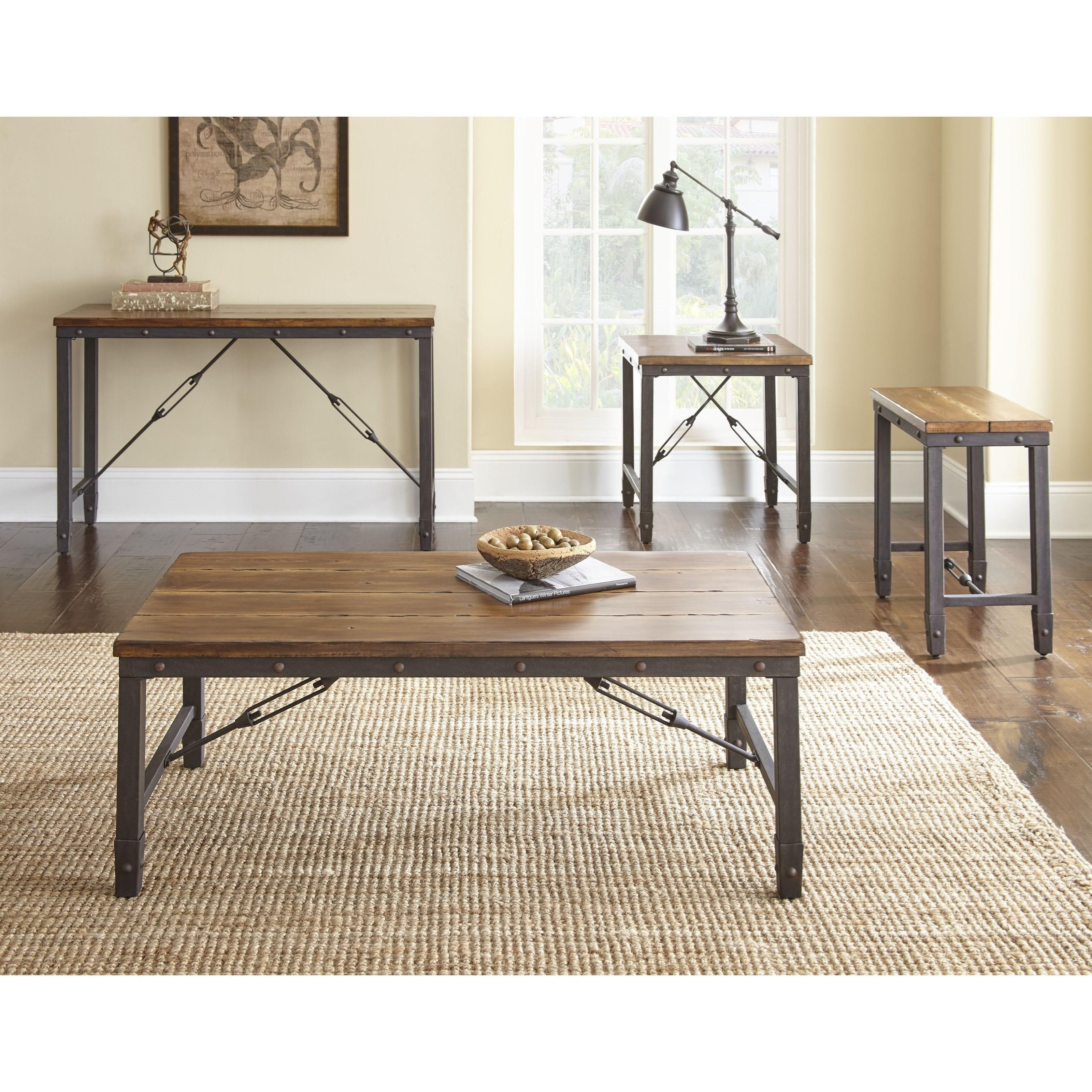 Steve Silver Ashford AF400E Industrial End Table with Solid Pine