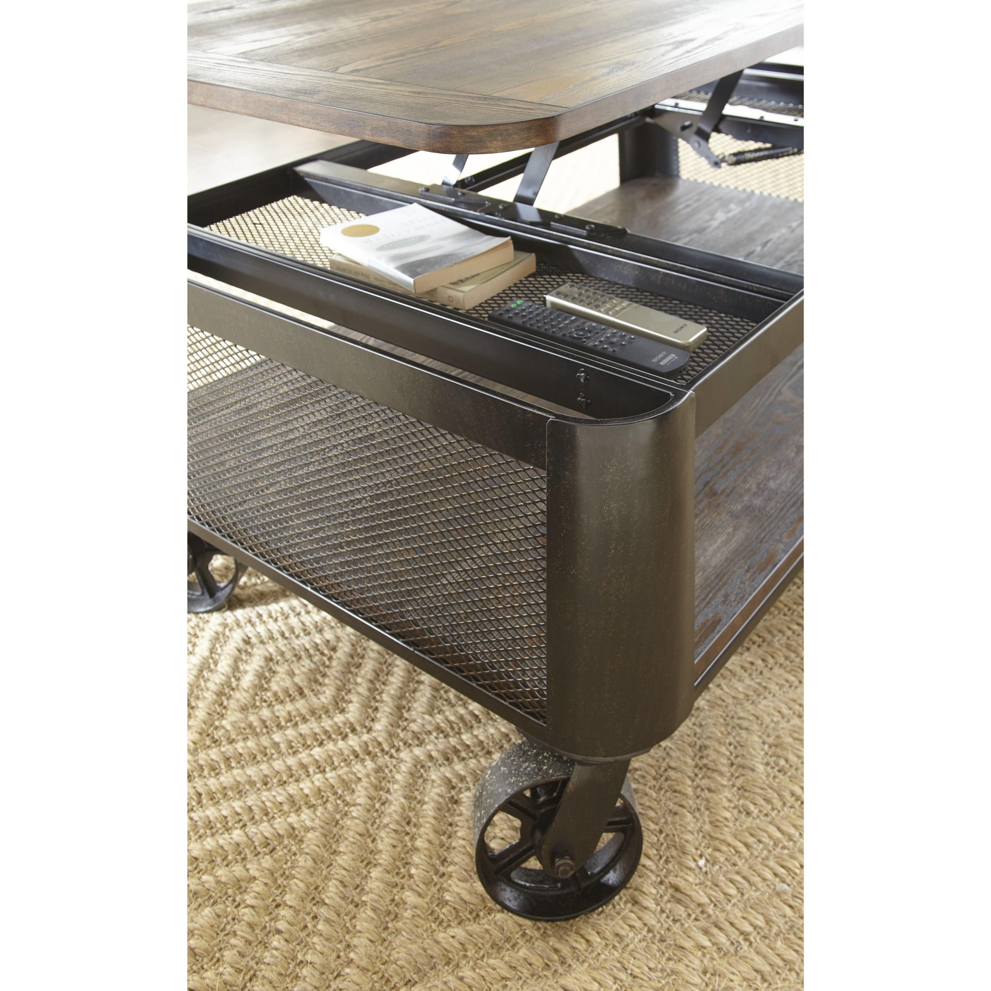 Lift top coffee shop table with casters