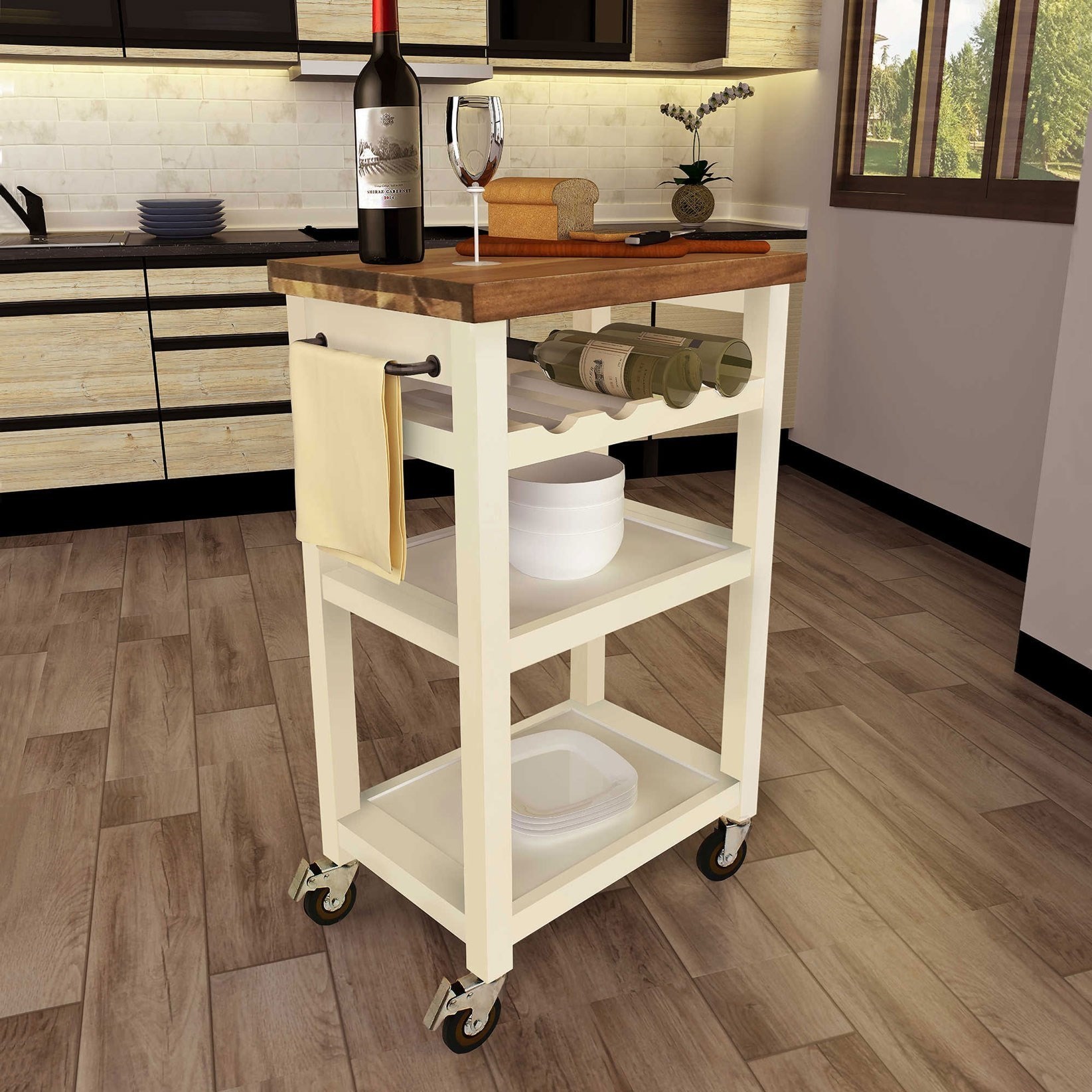 Kitchen cart with wine storage sales