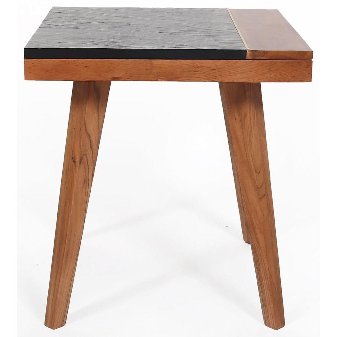 Caspian CP100E Mid Century Modern Square End Table with Slate Top 7 Day Furniture End Tables