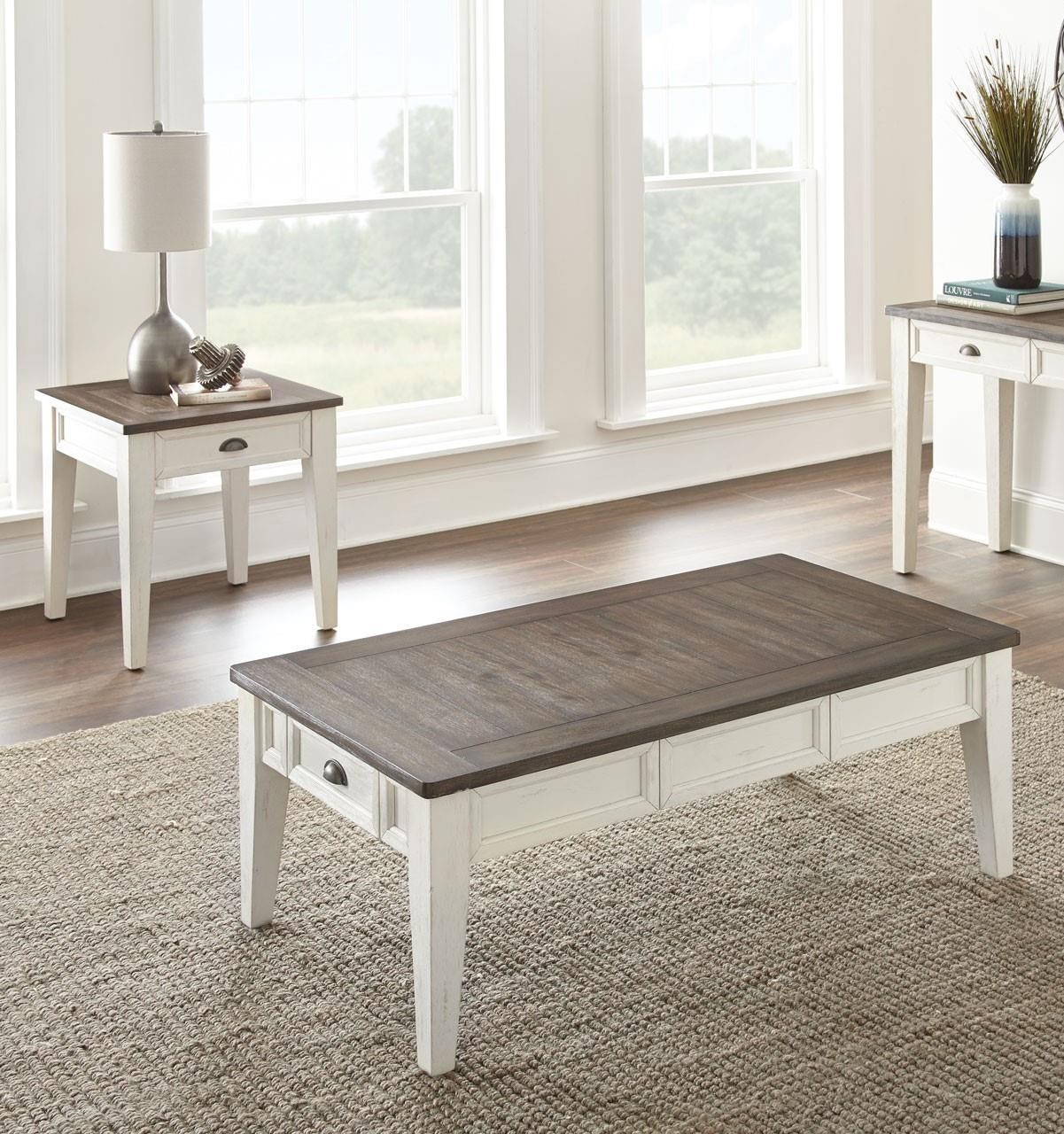 White farmhouse on sale end table set