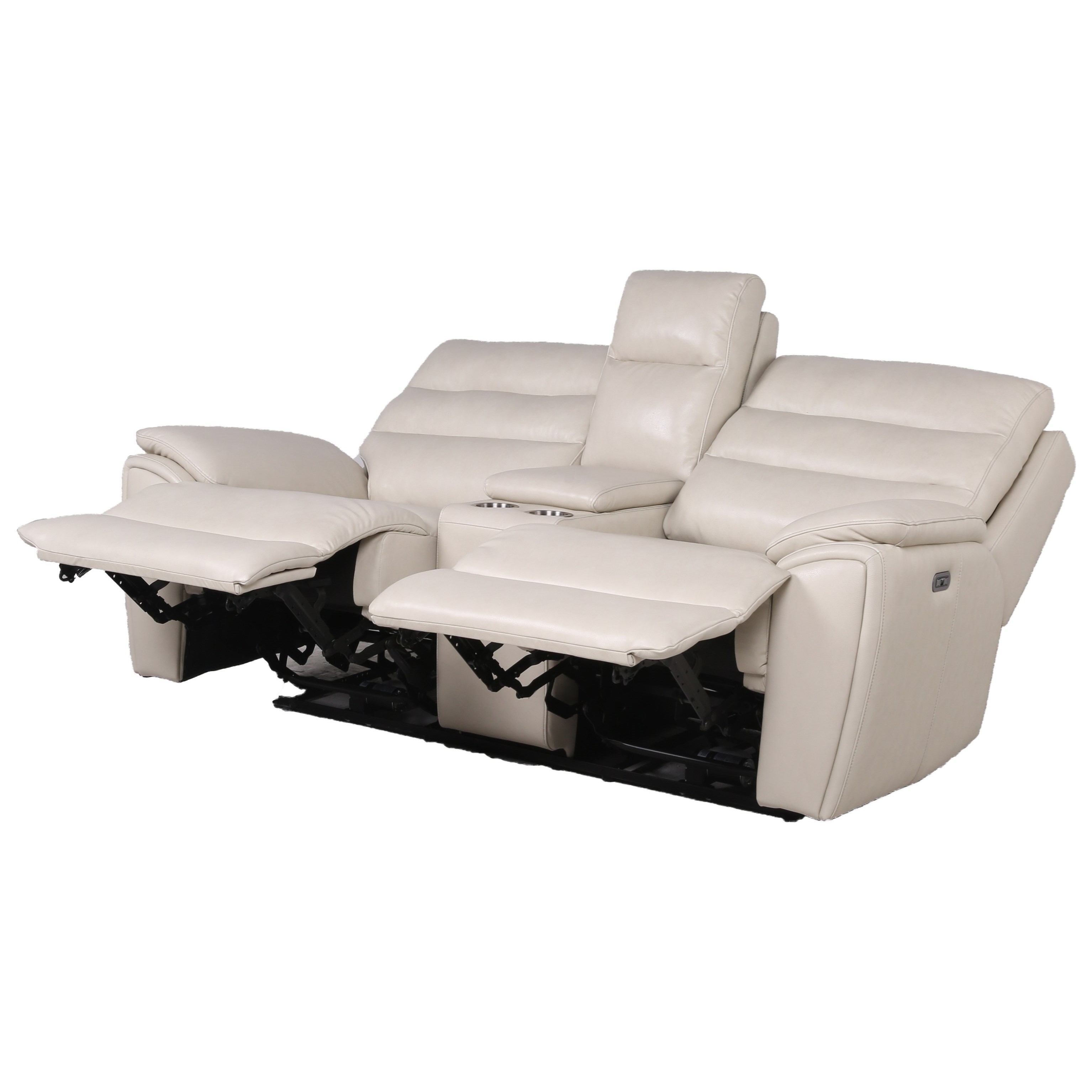 Power reclining loveseat with center shop console