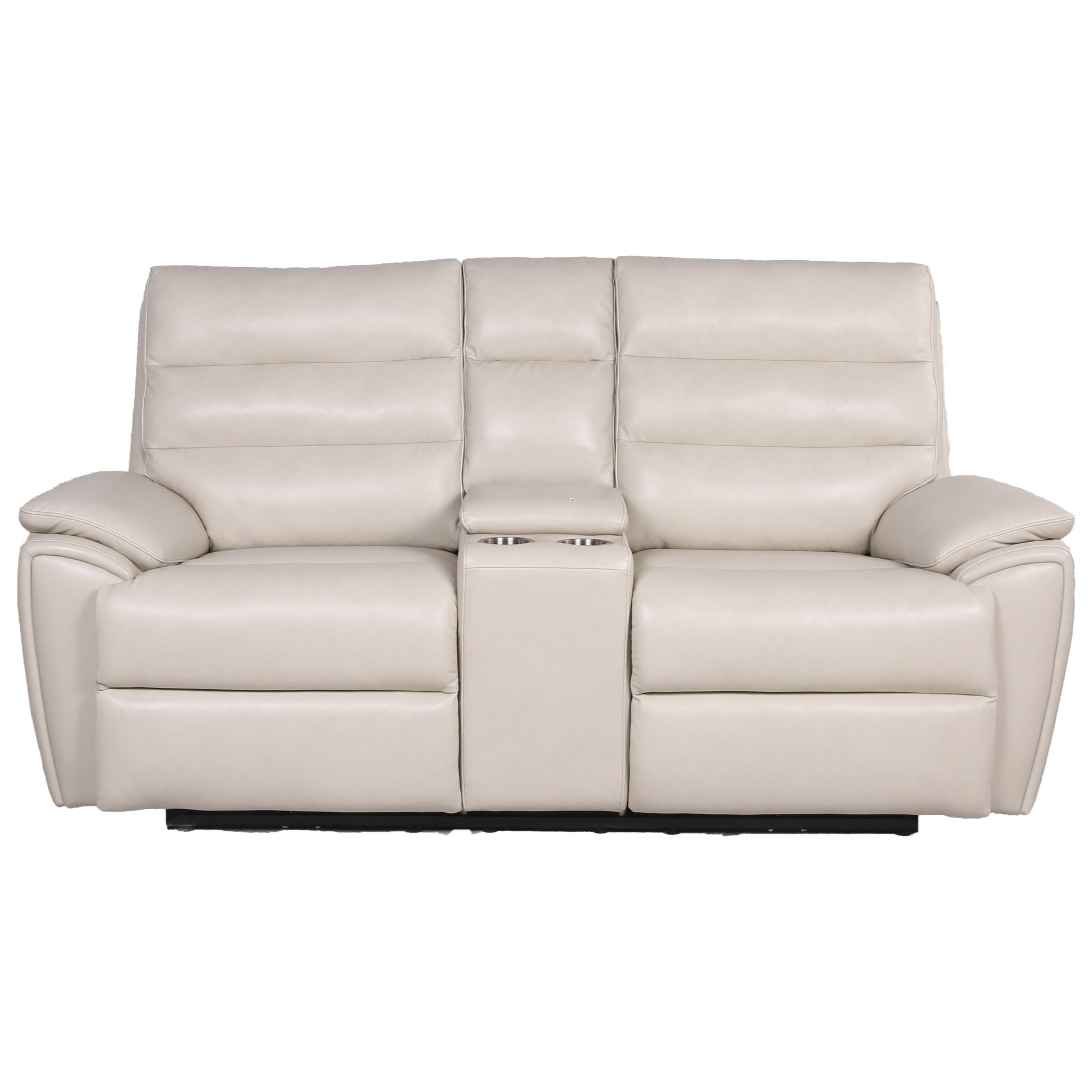 Reclining loveseat without center outlet console