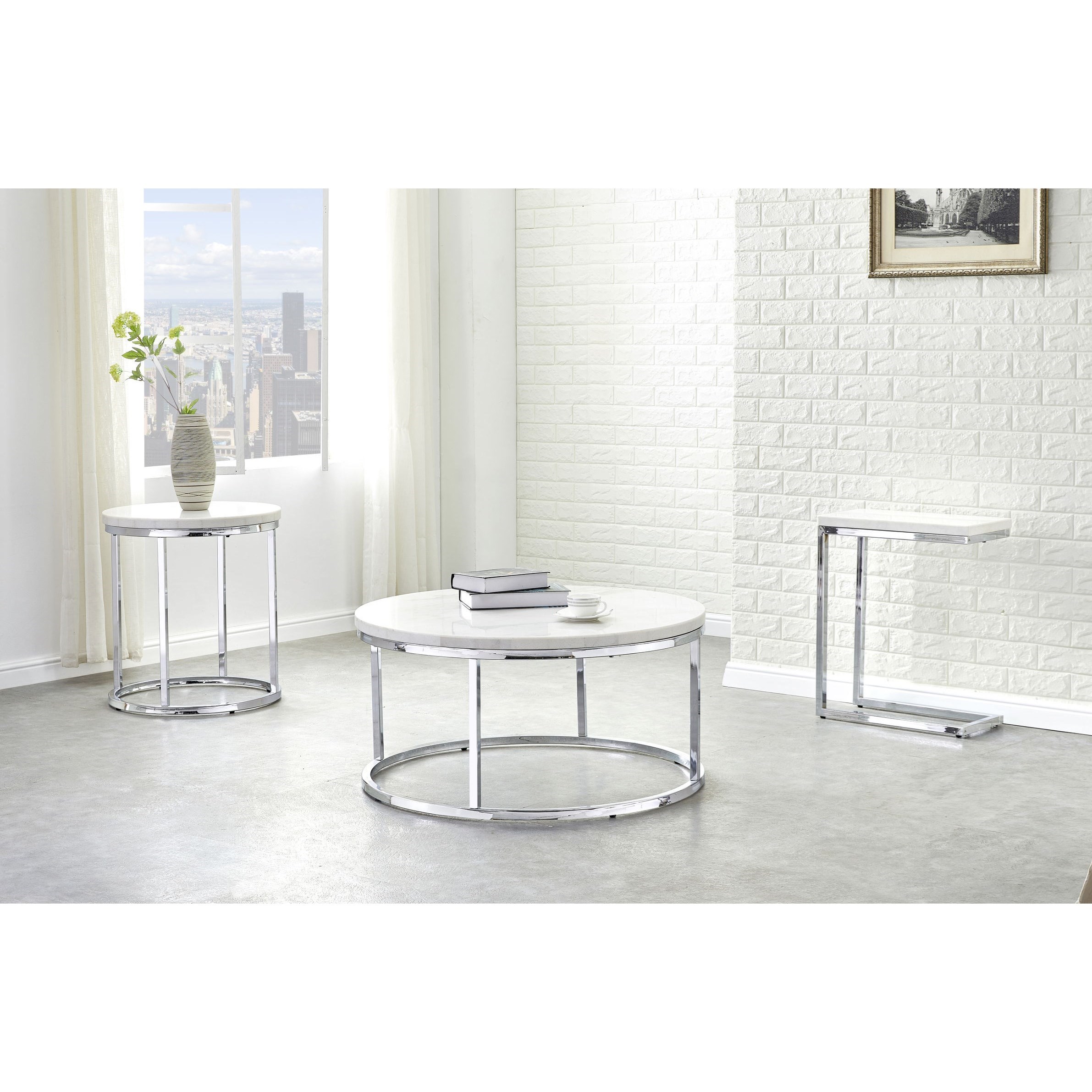 White marble silver cheap coffee table