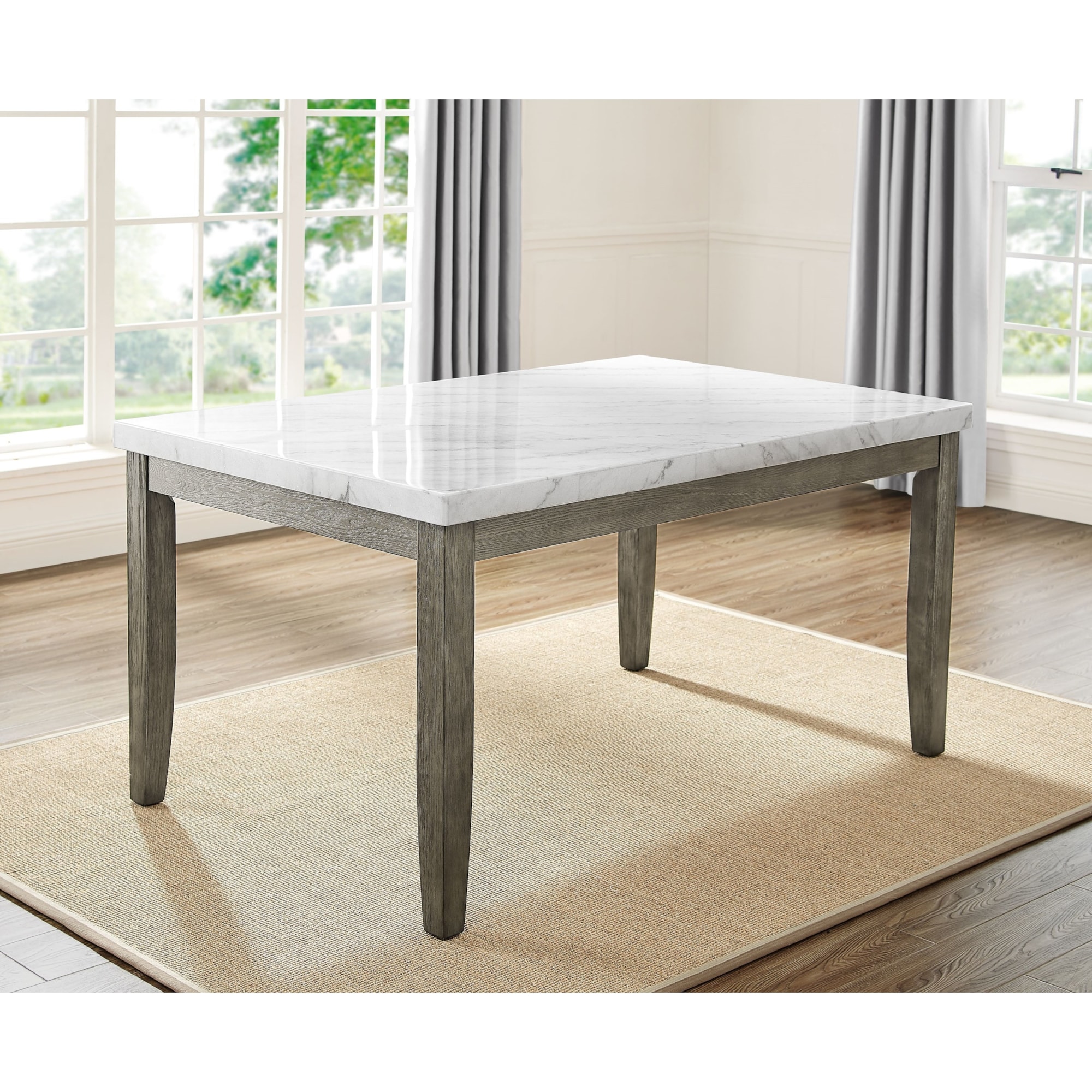 Steve Silver Emily EM500WT Contemporary Guangxi White Marble Top Dining
