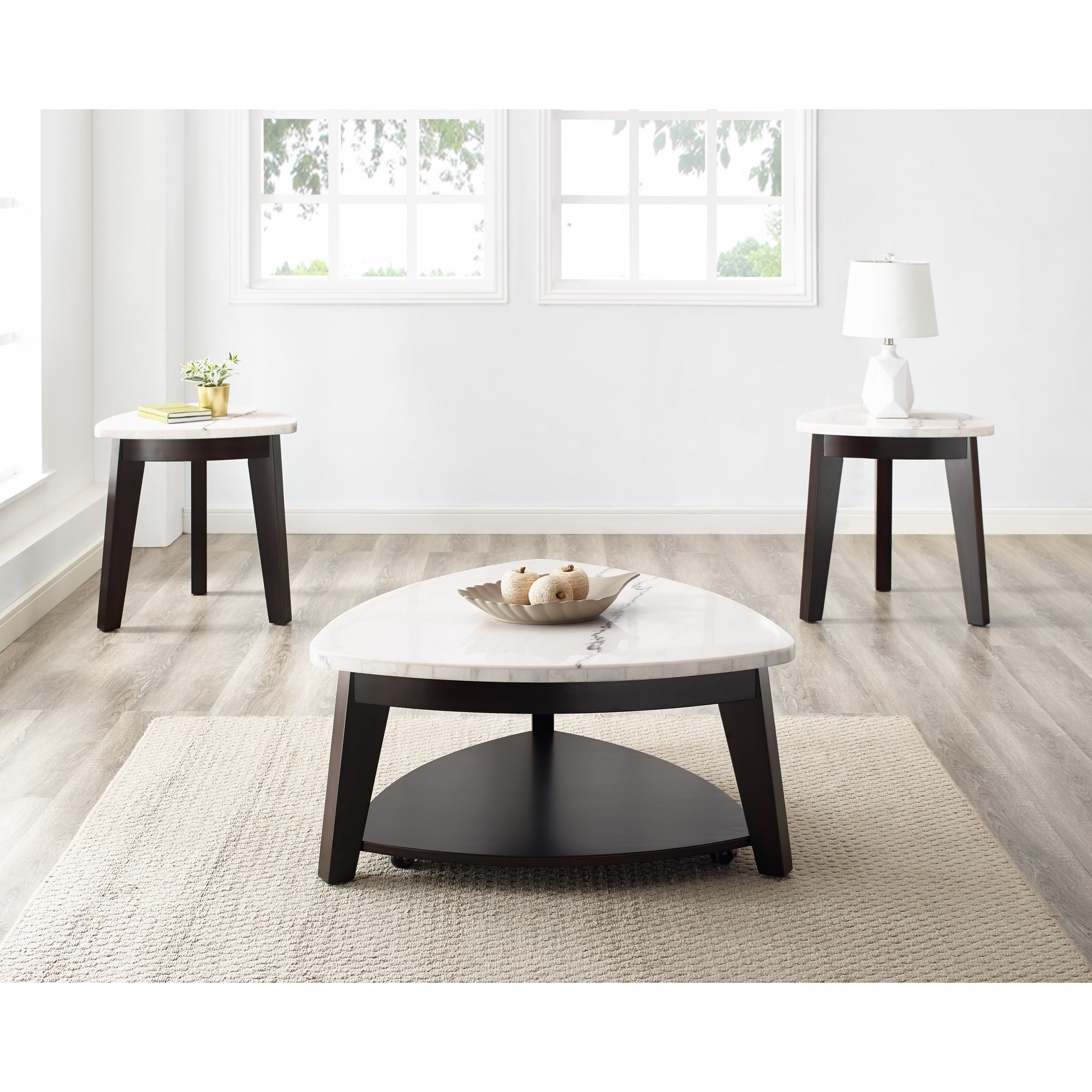 Triangle marble table deals