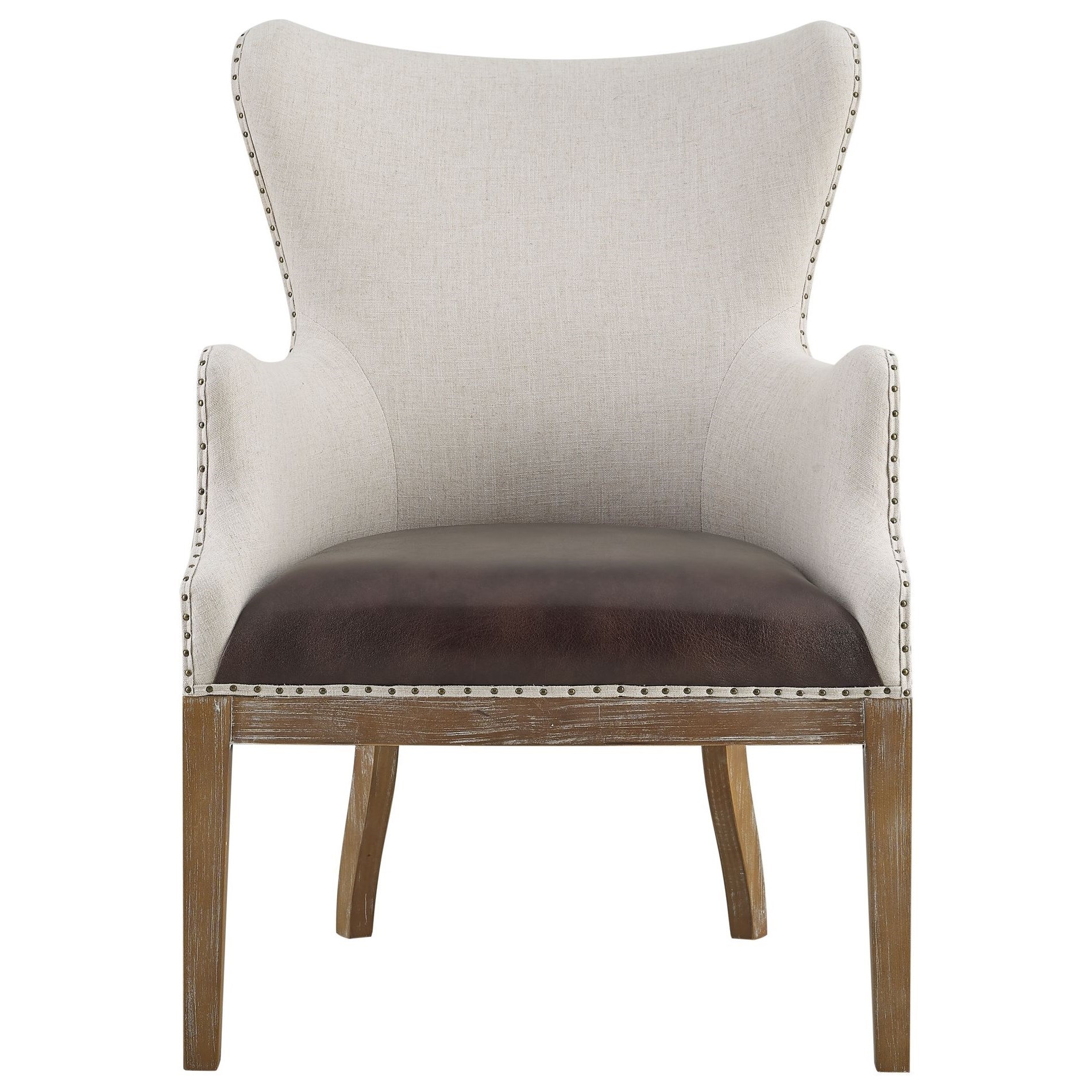 Furniture of america lysa rustic grey cheap wingback accent chair