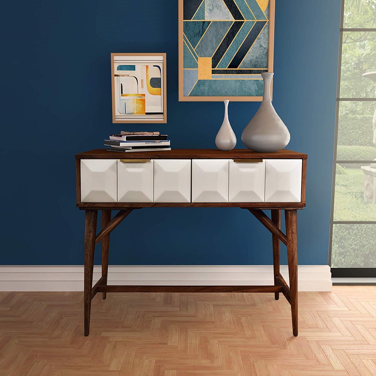 White mid century sales modern console table