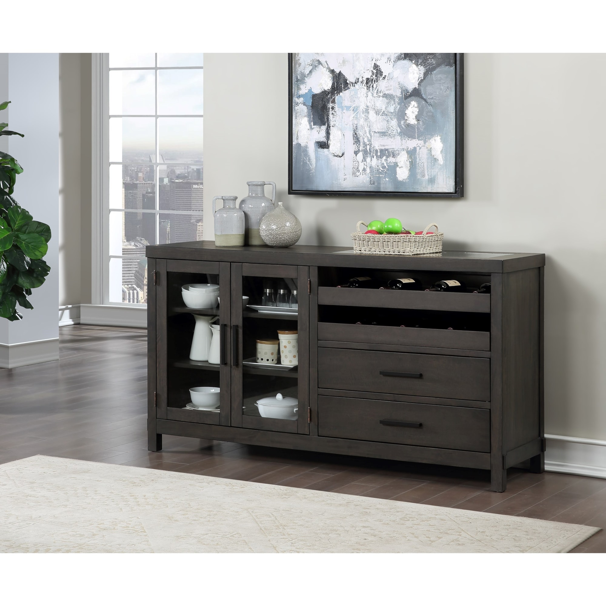 Steve Silver Napa NP500SV Contemporary Server with Wine Storage A1