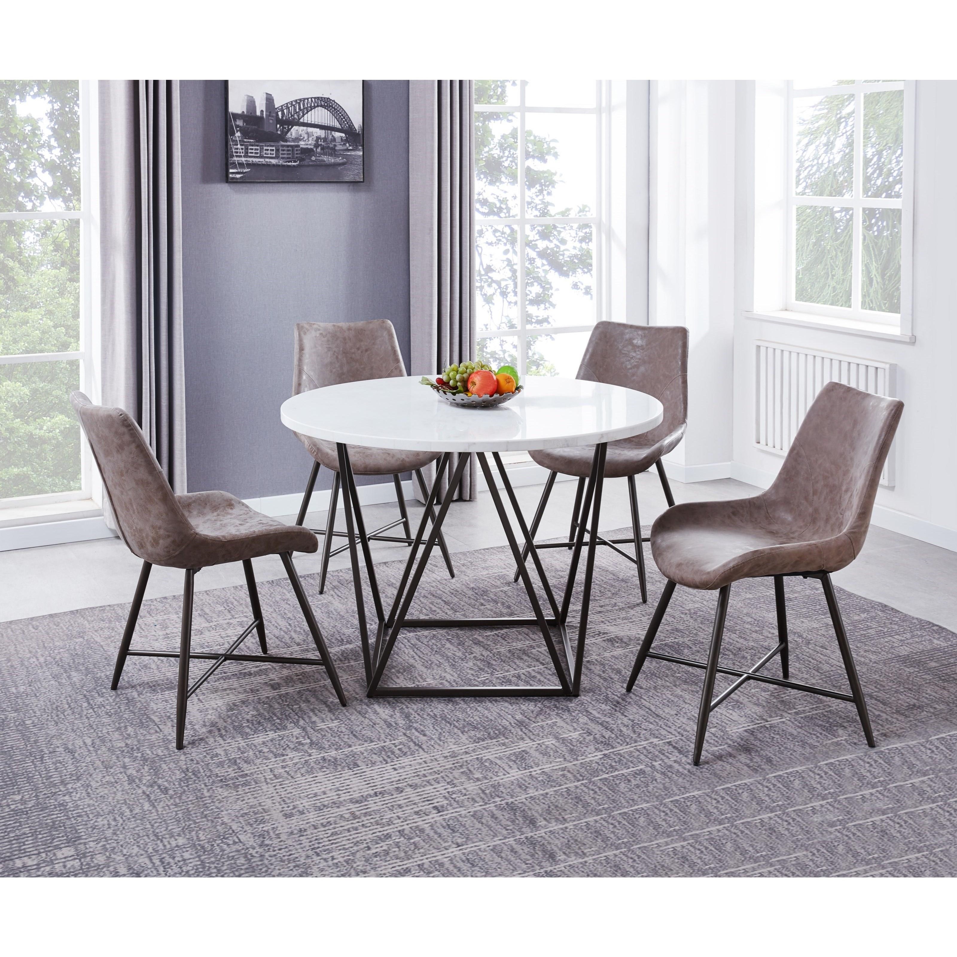 Steve Silver Ramona RM440WT Contemporary White Marble Top Round