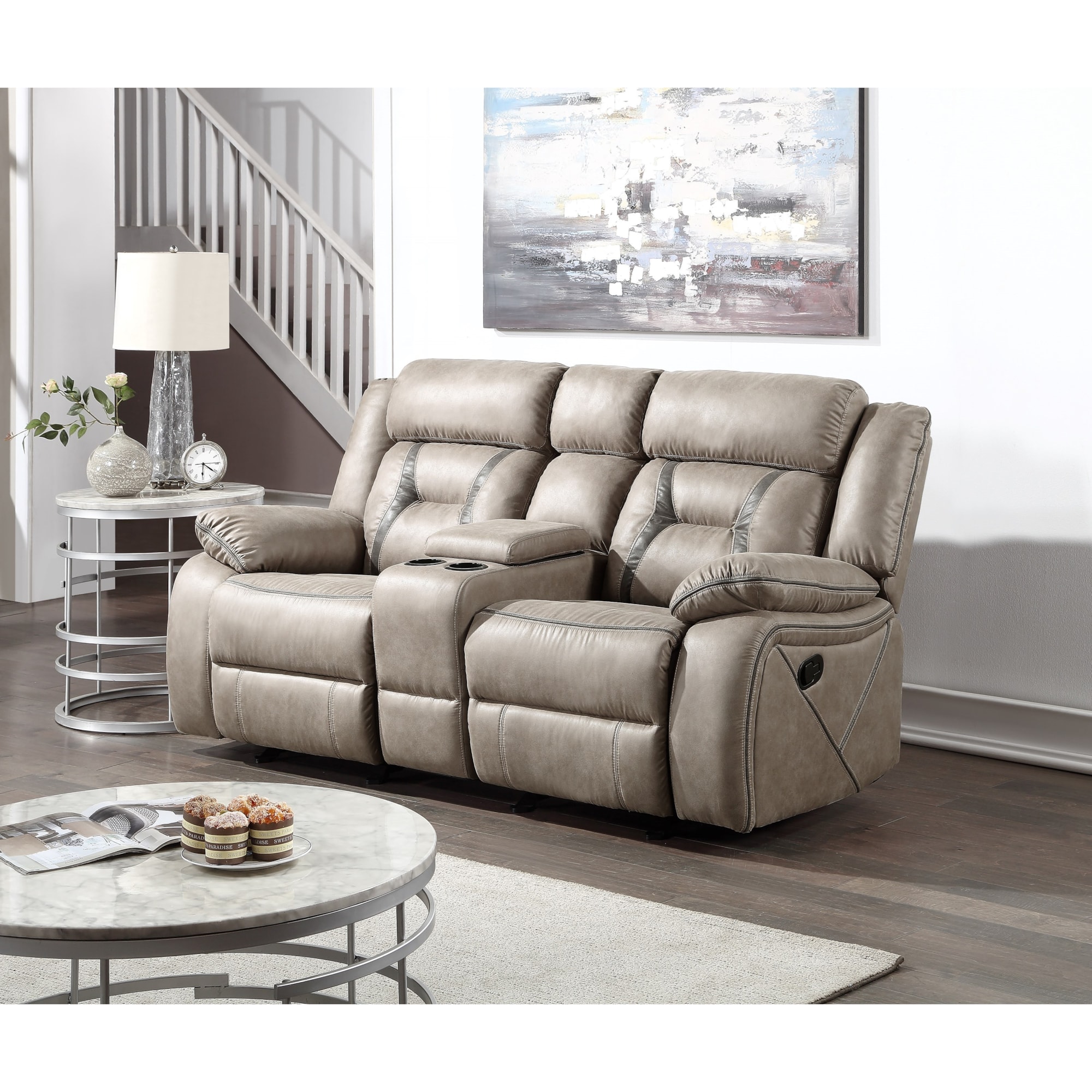 Steve Silver Tyson 13444 Casual Manual Reclining Glider Loveseat with