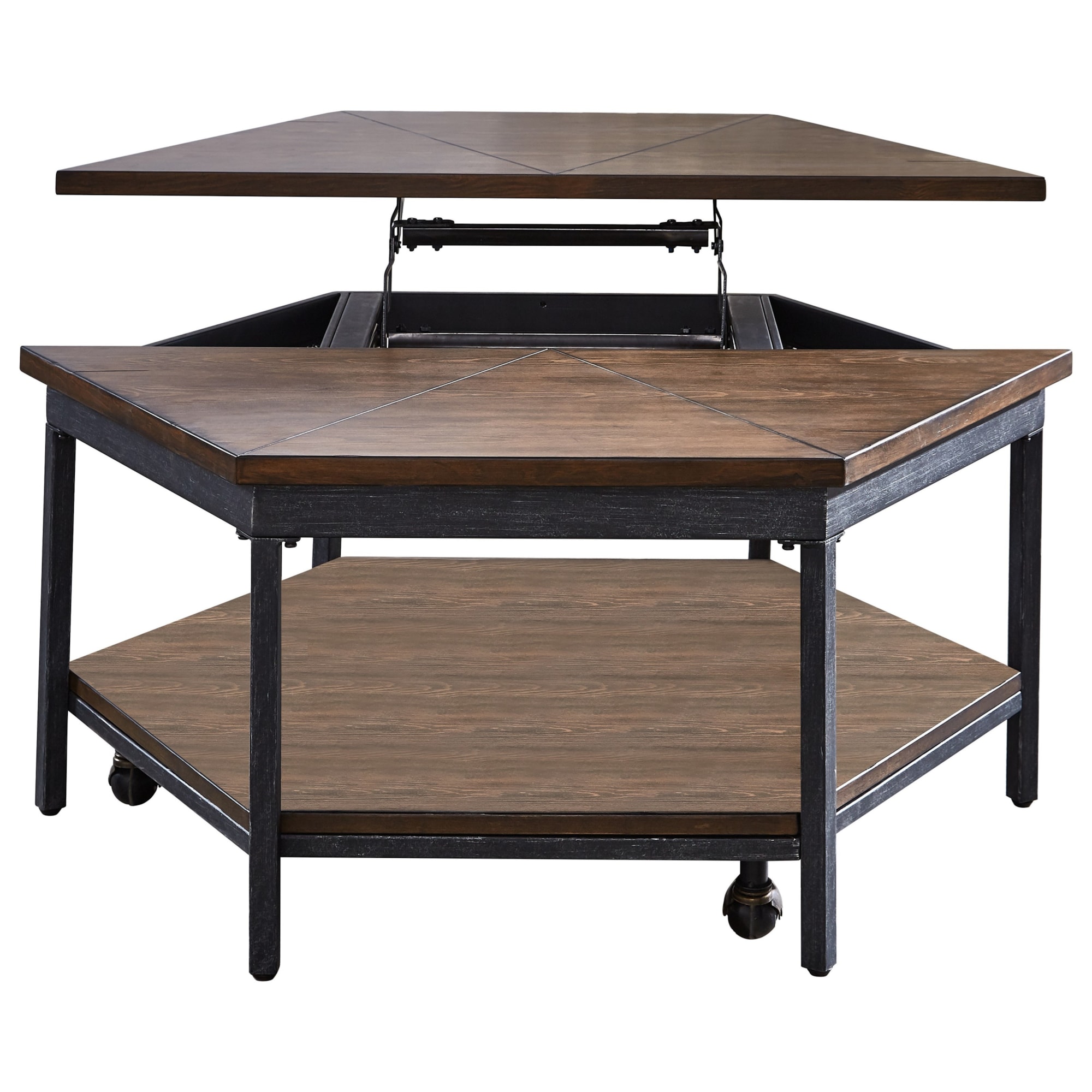 Steve Silver Ultimo 186201 Industrial Hexagon Lift Top Cocktail Table