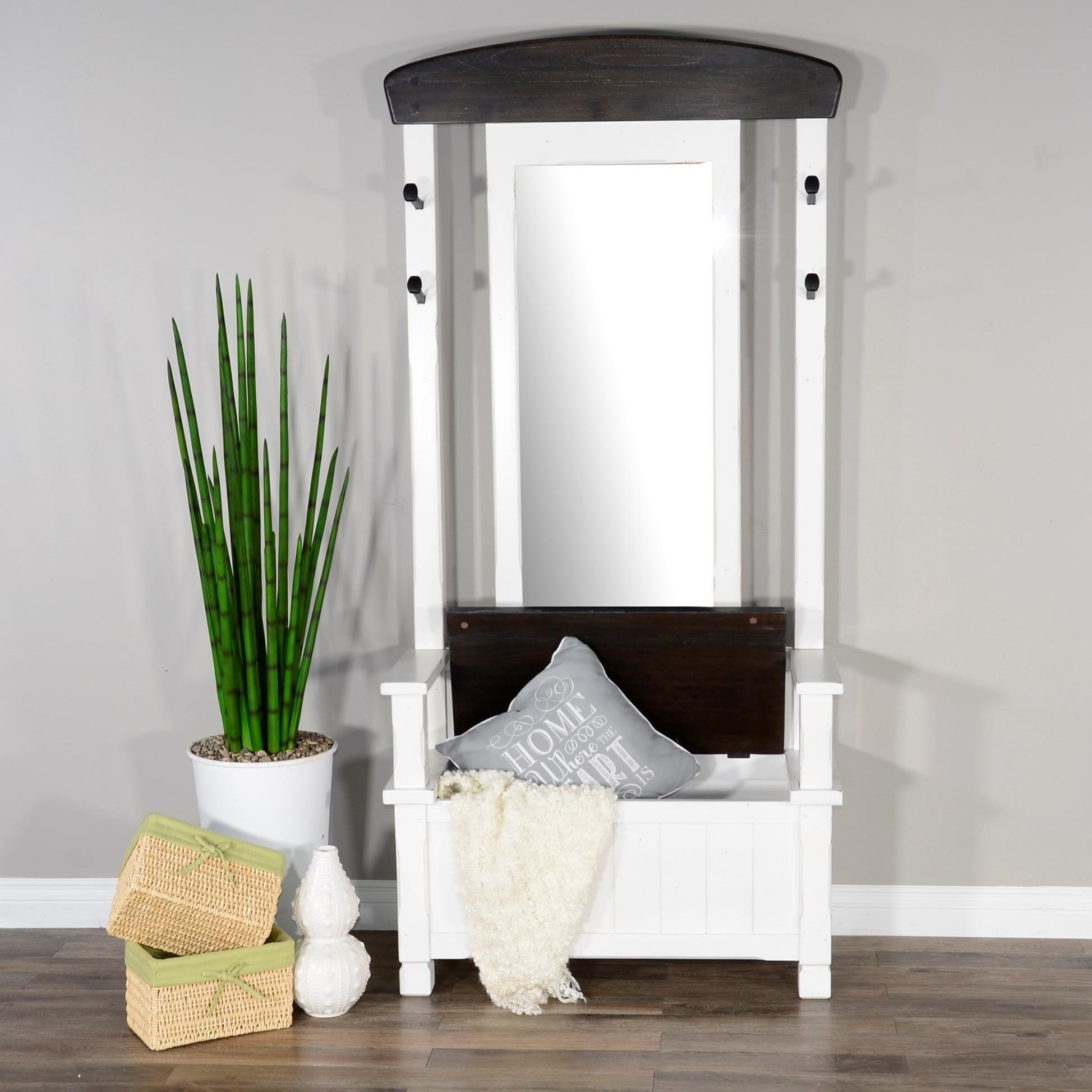 Hall bench with shop mirror