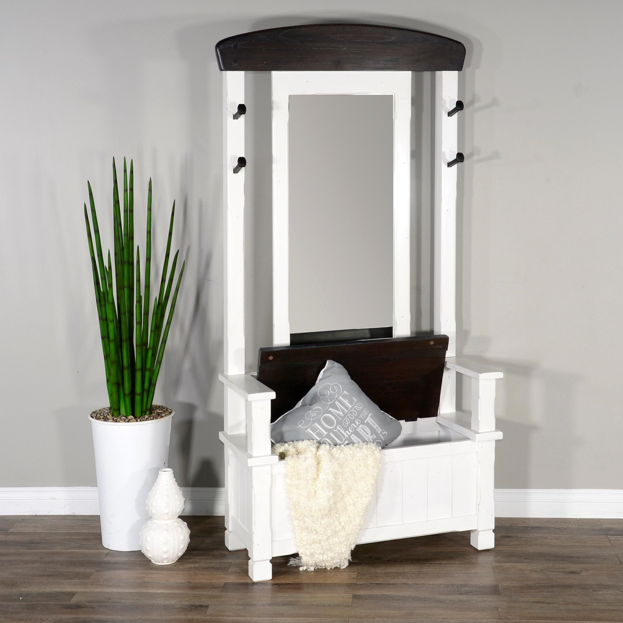 Sunny Designs 2537 2537EC Hall Tree with Storage Bench and Mirror Home Furnishings Direct Occ Hall Tree
