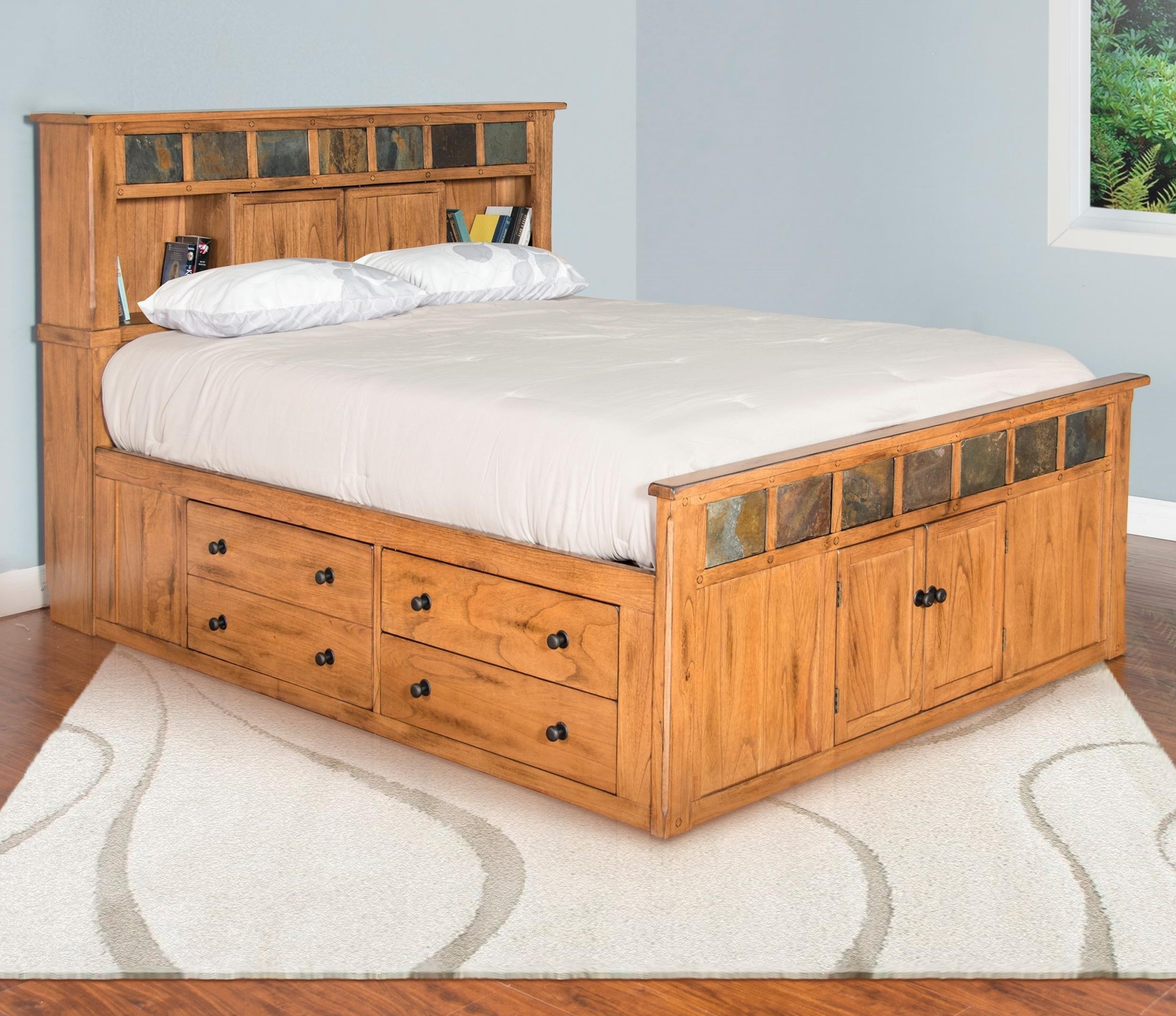 Rustic storage hotsell bed queen